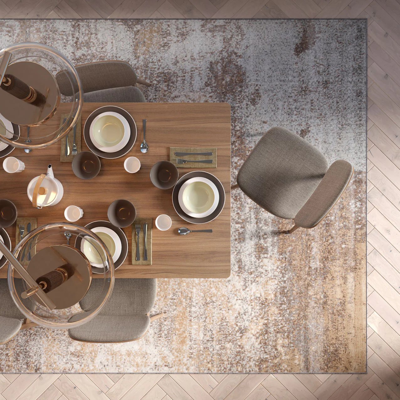Beige Abstract Area Rug - Mia - Image 8