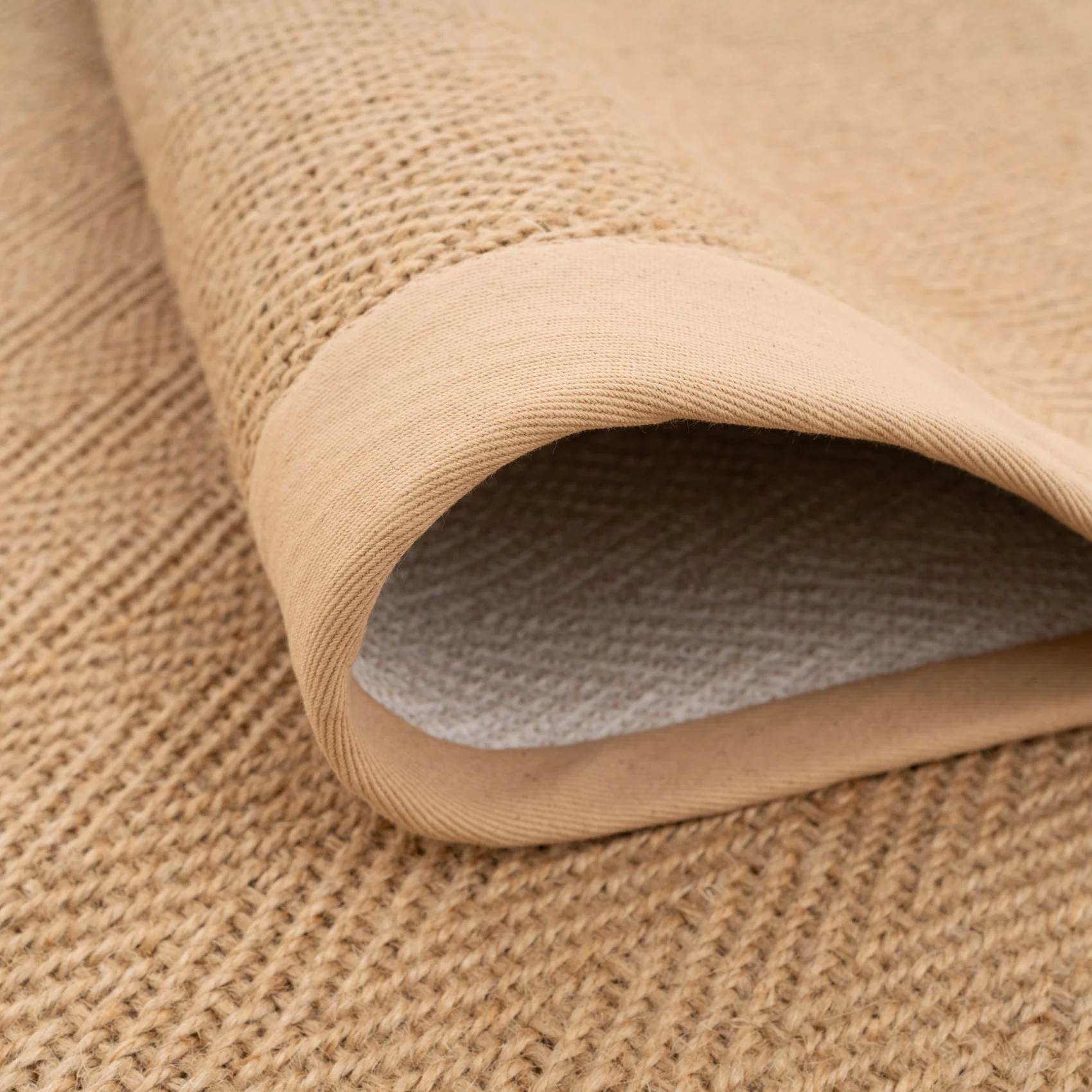 Beige Cotton Border Natural Jute Area Rug - Image 9