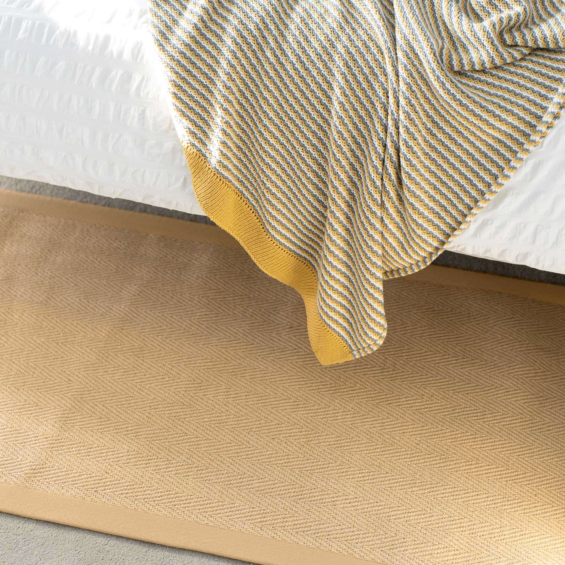 Beige Cotton Border Natural Jute Hallway Runner Rug - Image 2