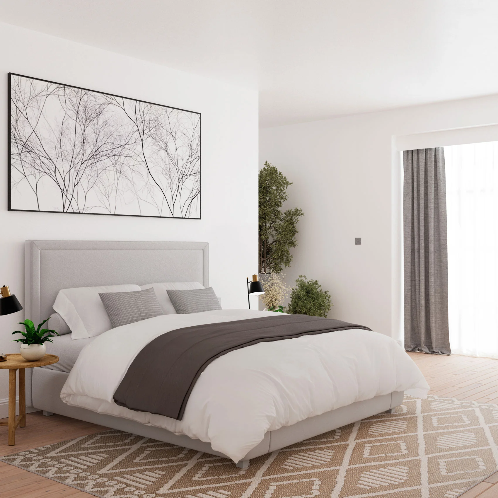 Beige Diamond Loop Pile Rug - Image 2