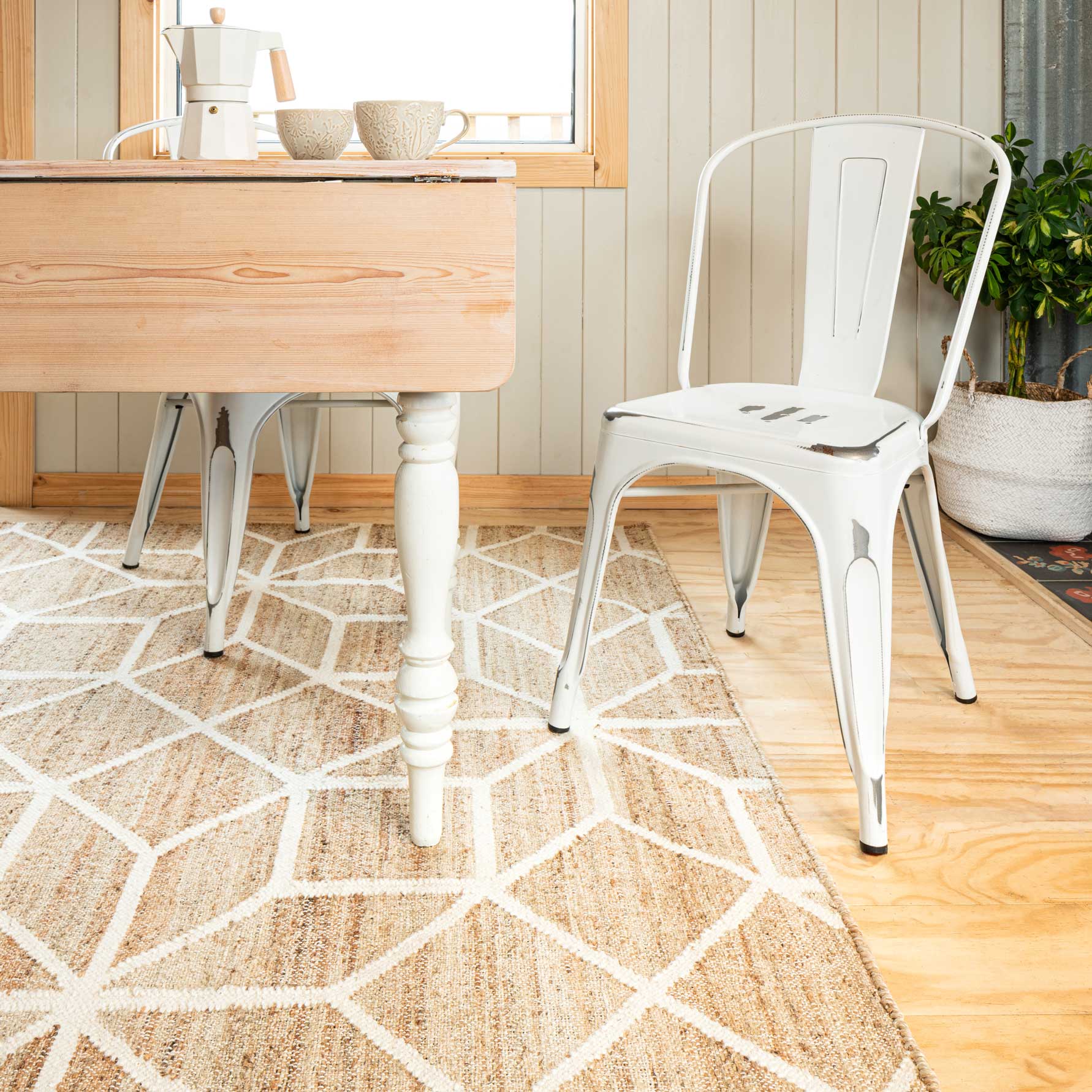 Beige Geometric Natural Jute Area Rug - Fretwork - Image 6