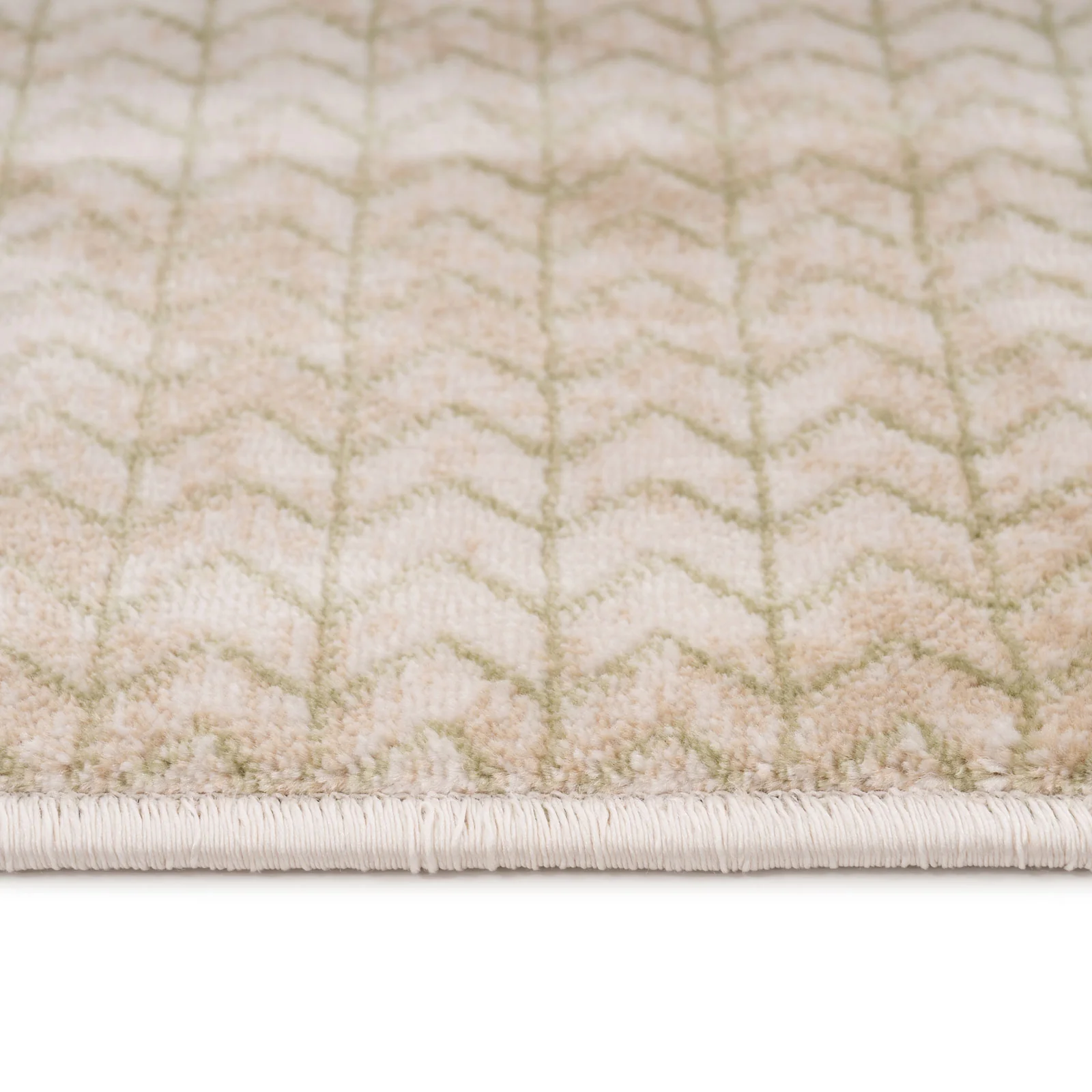 Beige Green Chevron Rug - Braided - Image 2