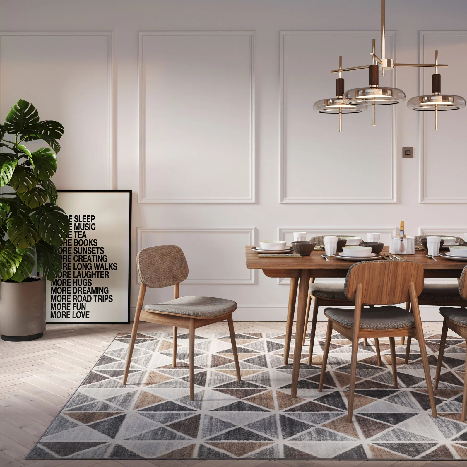 Beige Grey Multi Tile Area Rug - Image 4