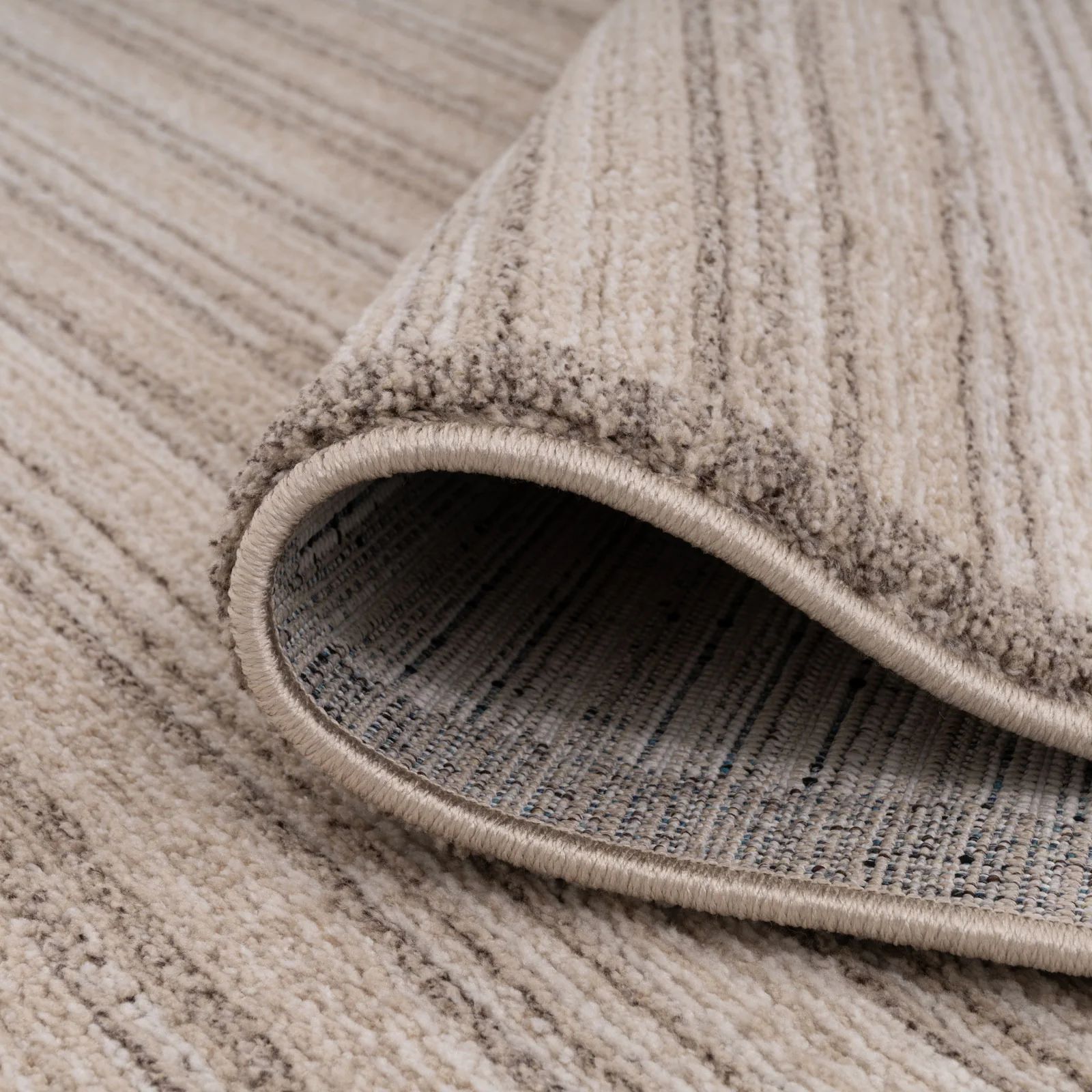 Beige Linear Bordered Area Rug - Rin - Image 8