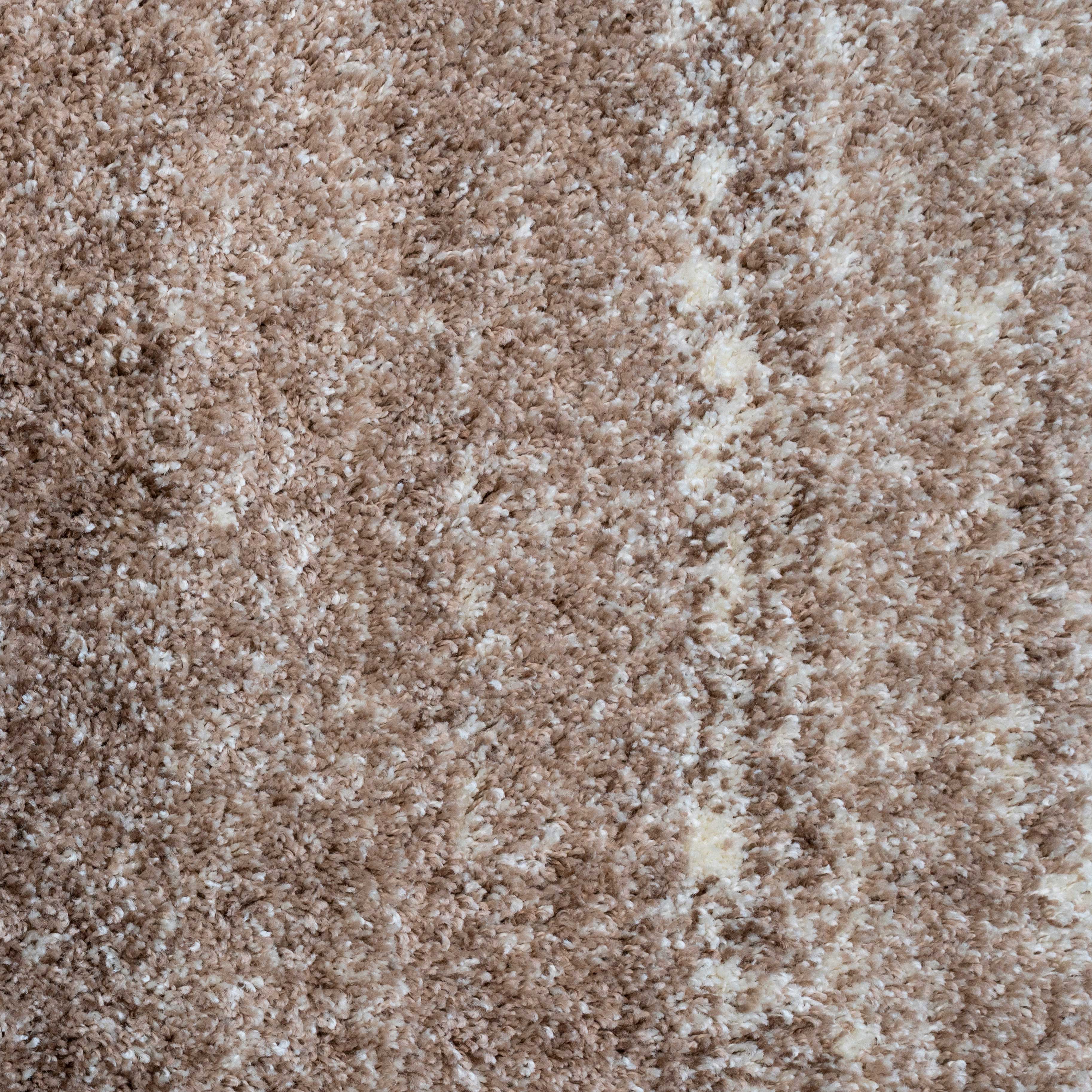 Beige Stripe Shaggy Rug Living Room - Image 5