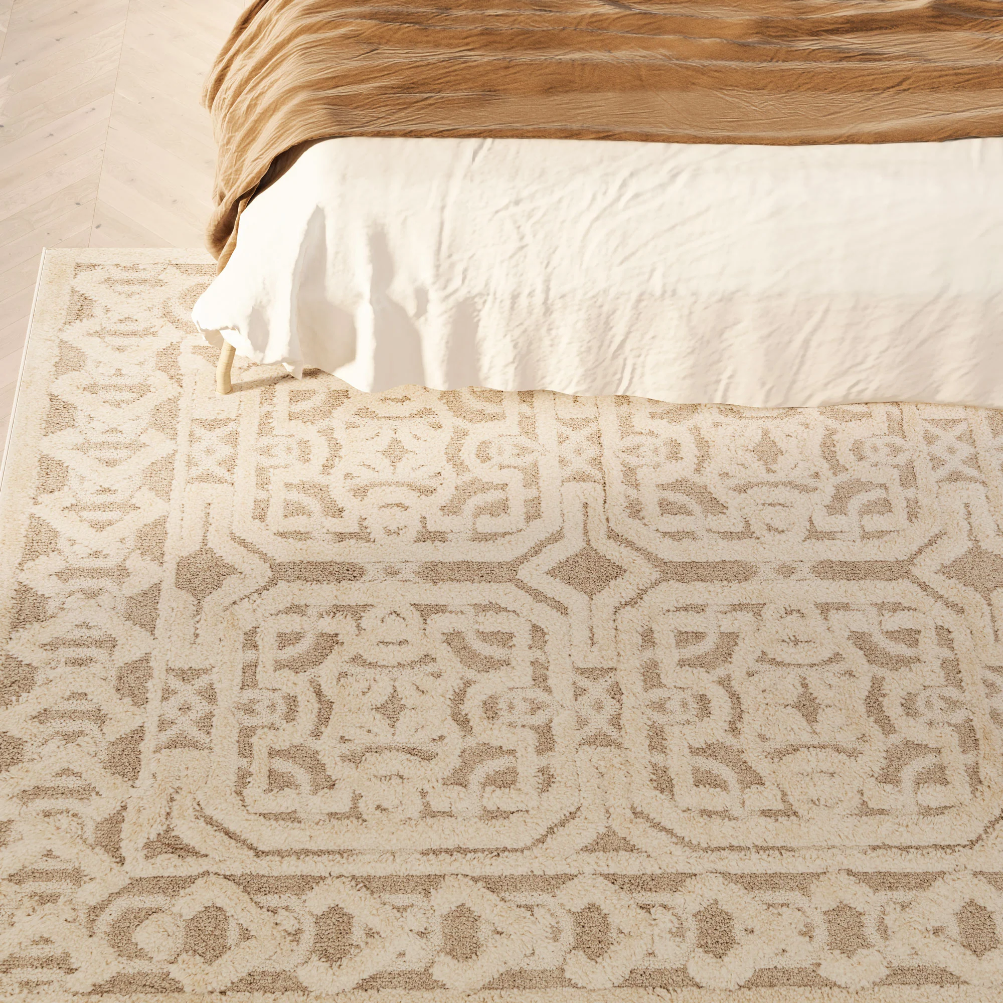 Beige White Heritage Rug - Meya - Image 3