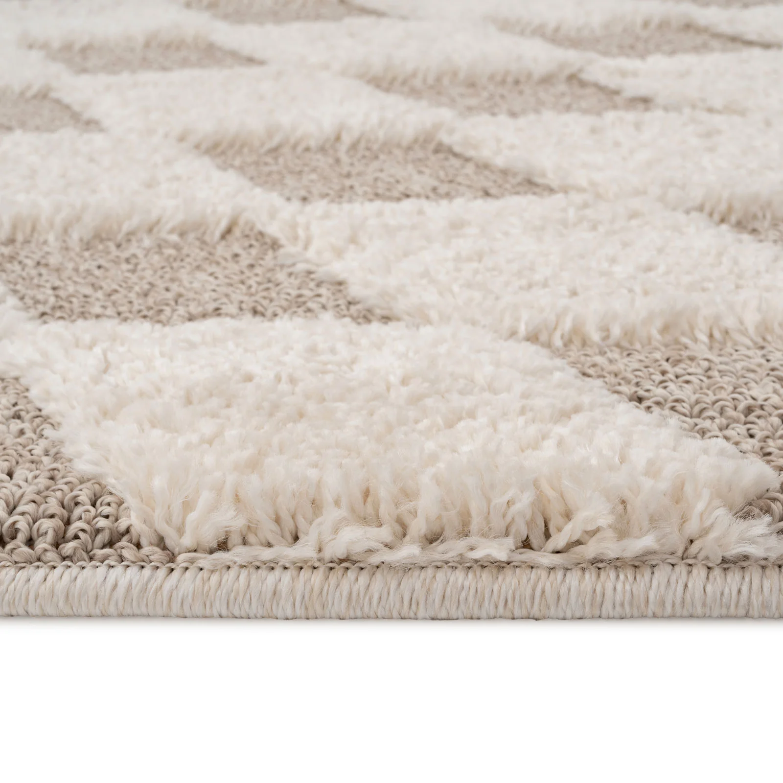 Beige White Rhombic Rug - Reva - Image 4