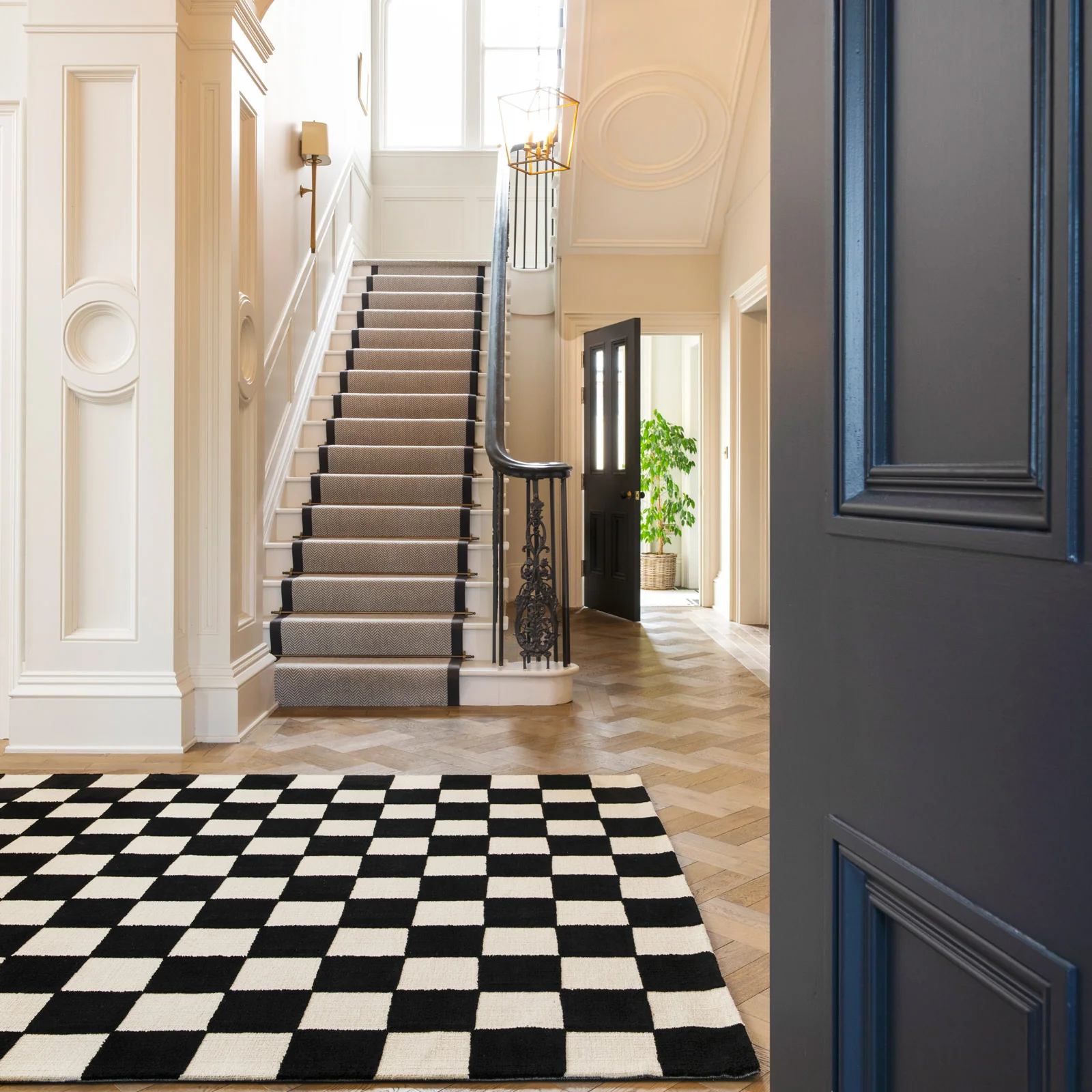 Black Retro Checkerboard Rug - Ebony - Image 2