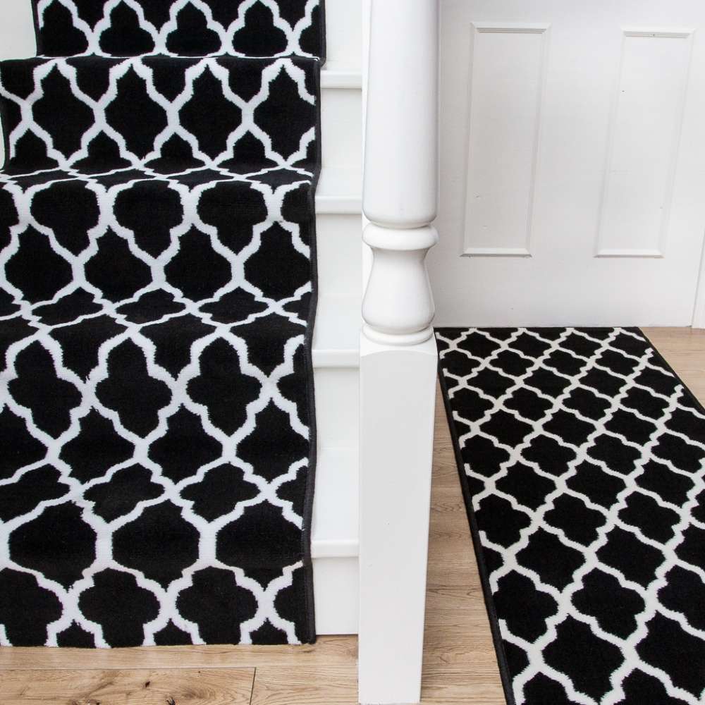 Black Trellis Stair Carpet Runner - Cut to Measure - Image 6