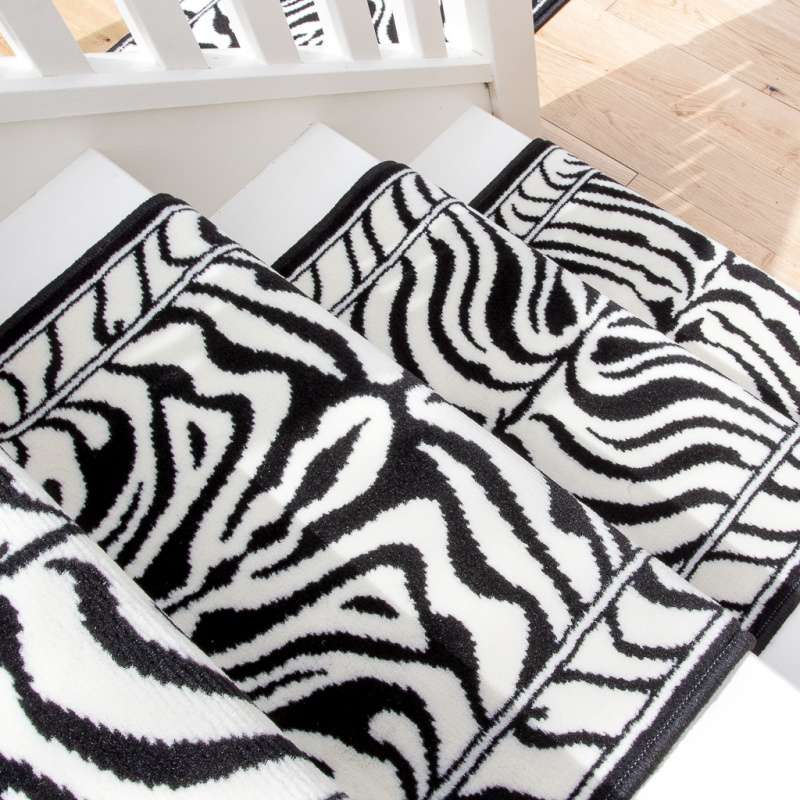 Black White Animal Print Stair Carpet Runner - Cut to Measure - Image 2
