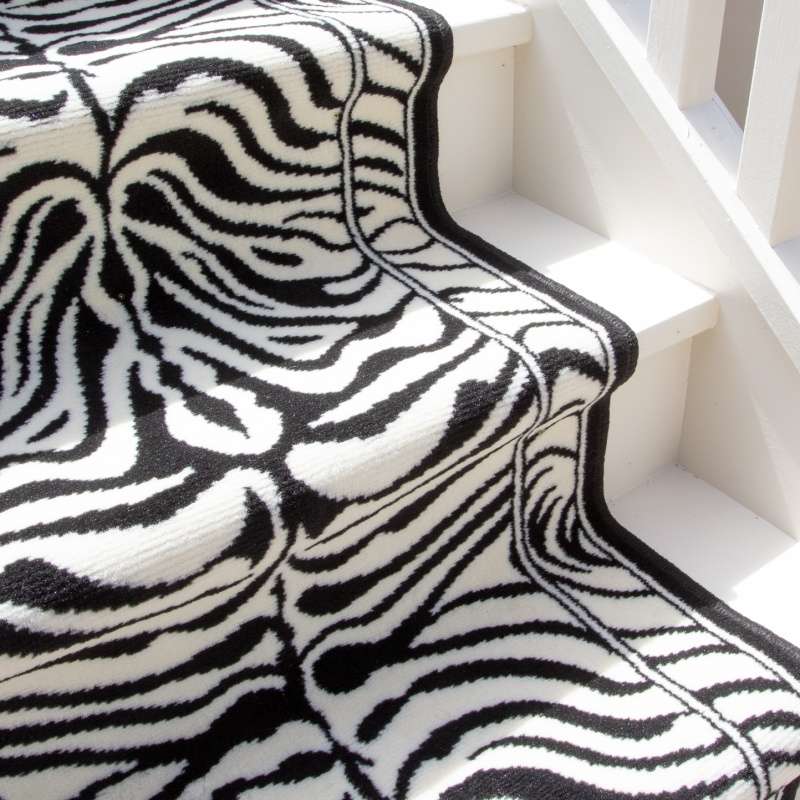 Black White Animal Print Stair Carpet Runner - Cut to Measure - Image 4