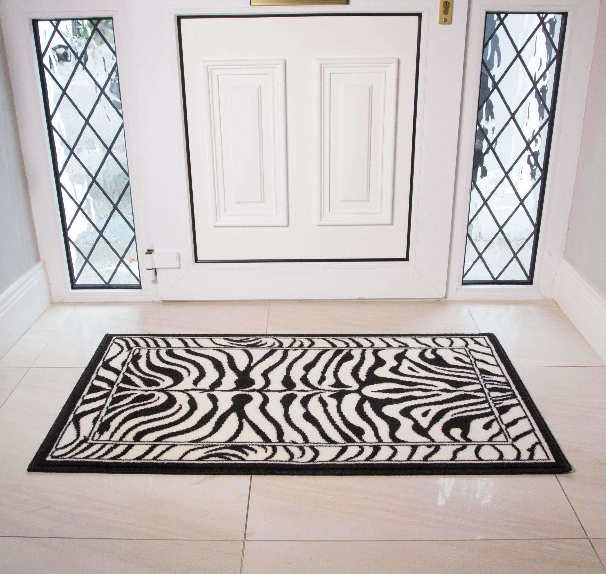 Black White Animal Zebra Print Rug - Image 7