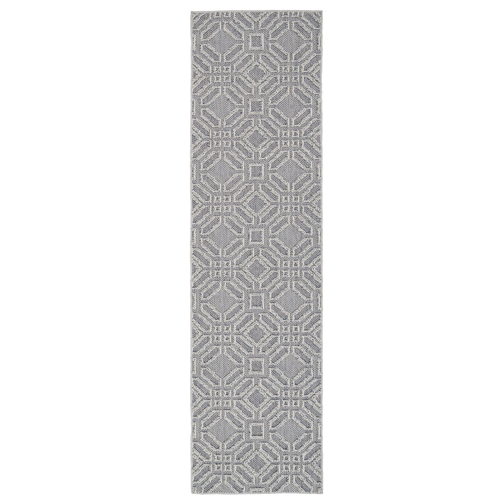 Blue Geometric Loop Pile Rug - Image 10