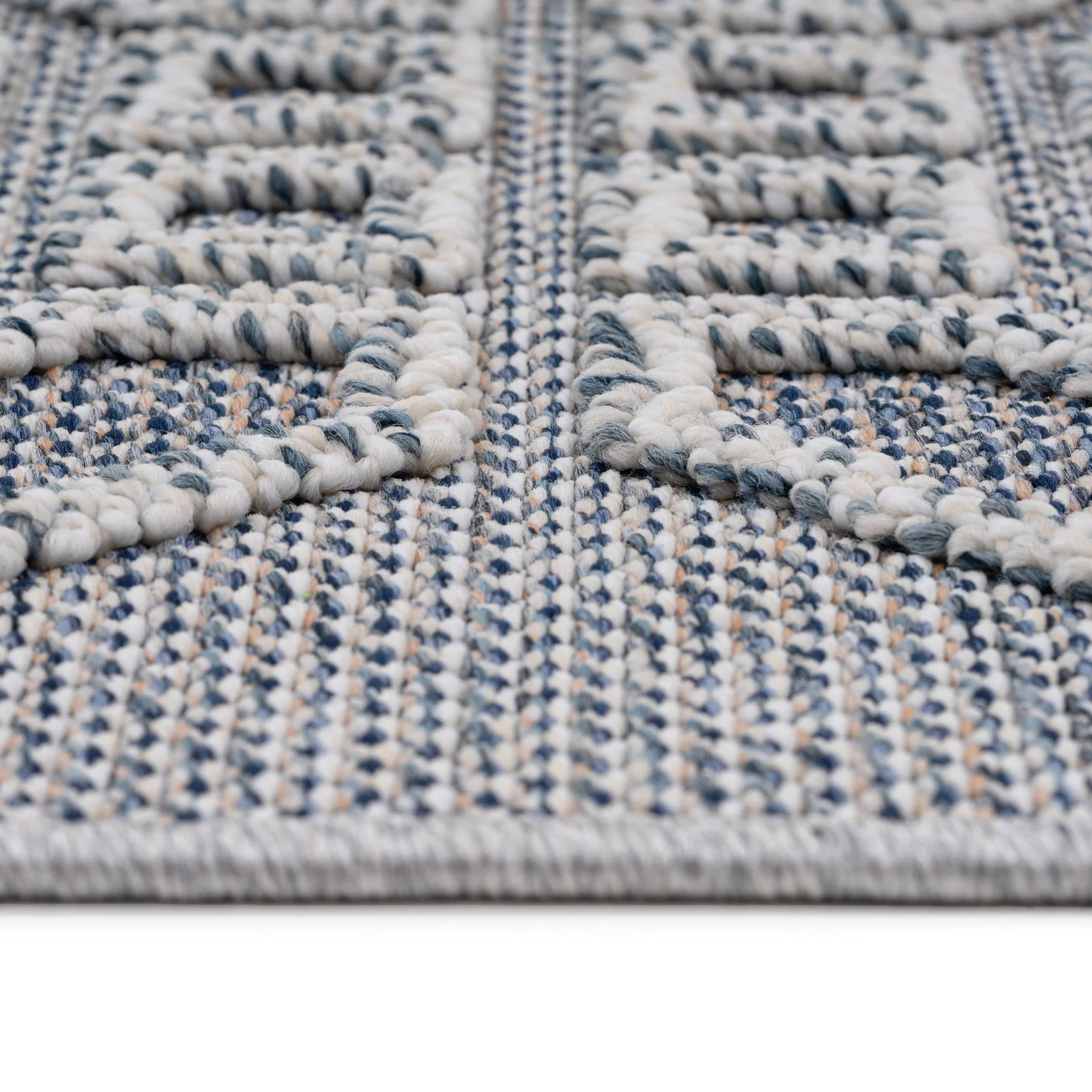 Blue Geometric Loop Pile Rug - Image 5