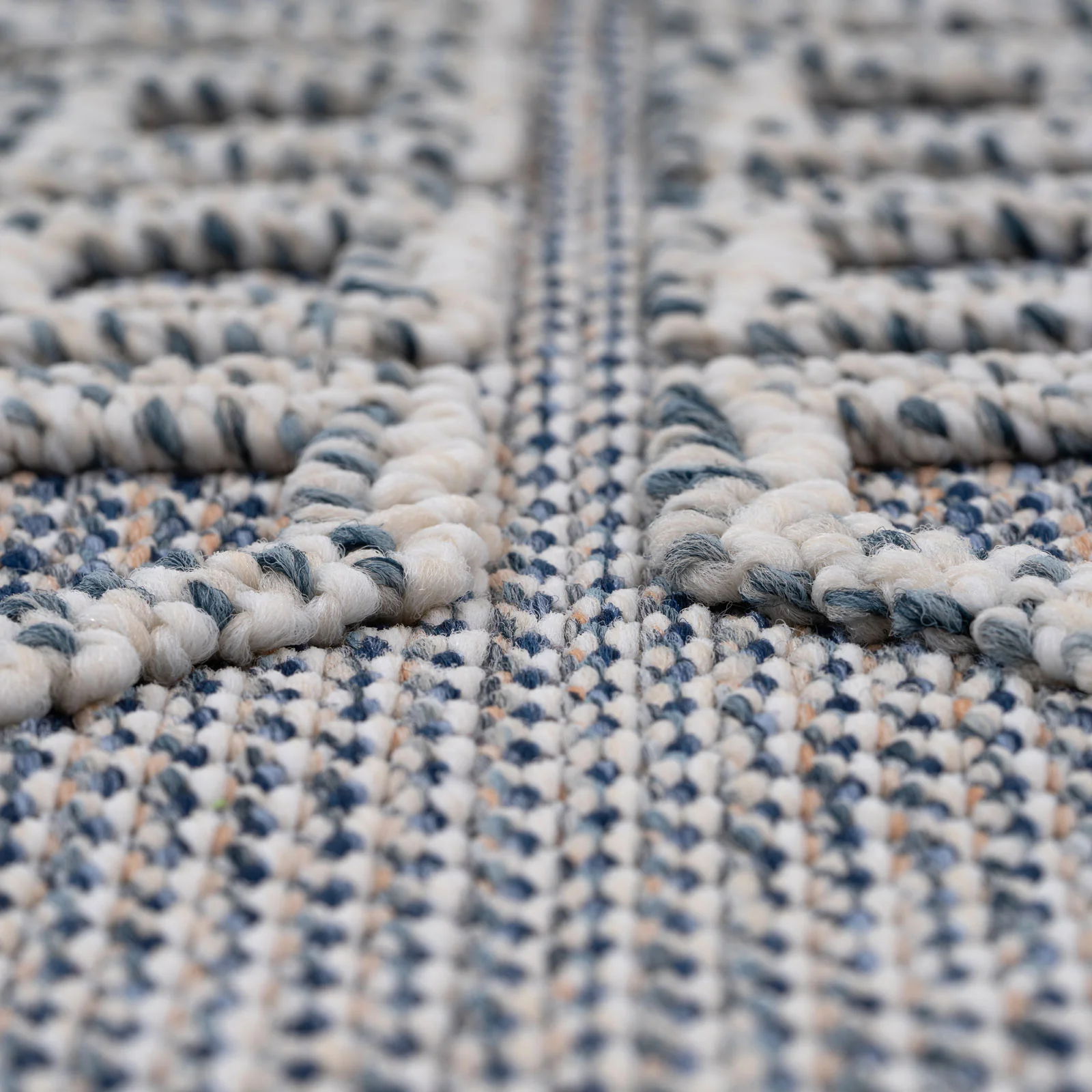 Blue Geometric Loop Pile Rug - Image 6