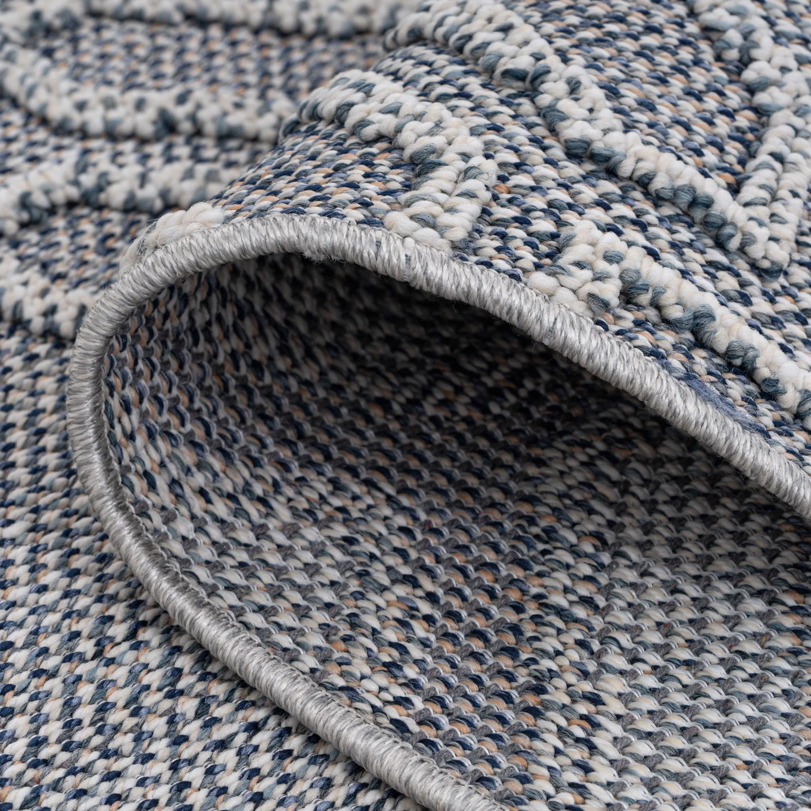 Blue Geometric Loop Pile Rug - Image 9