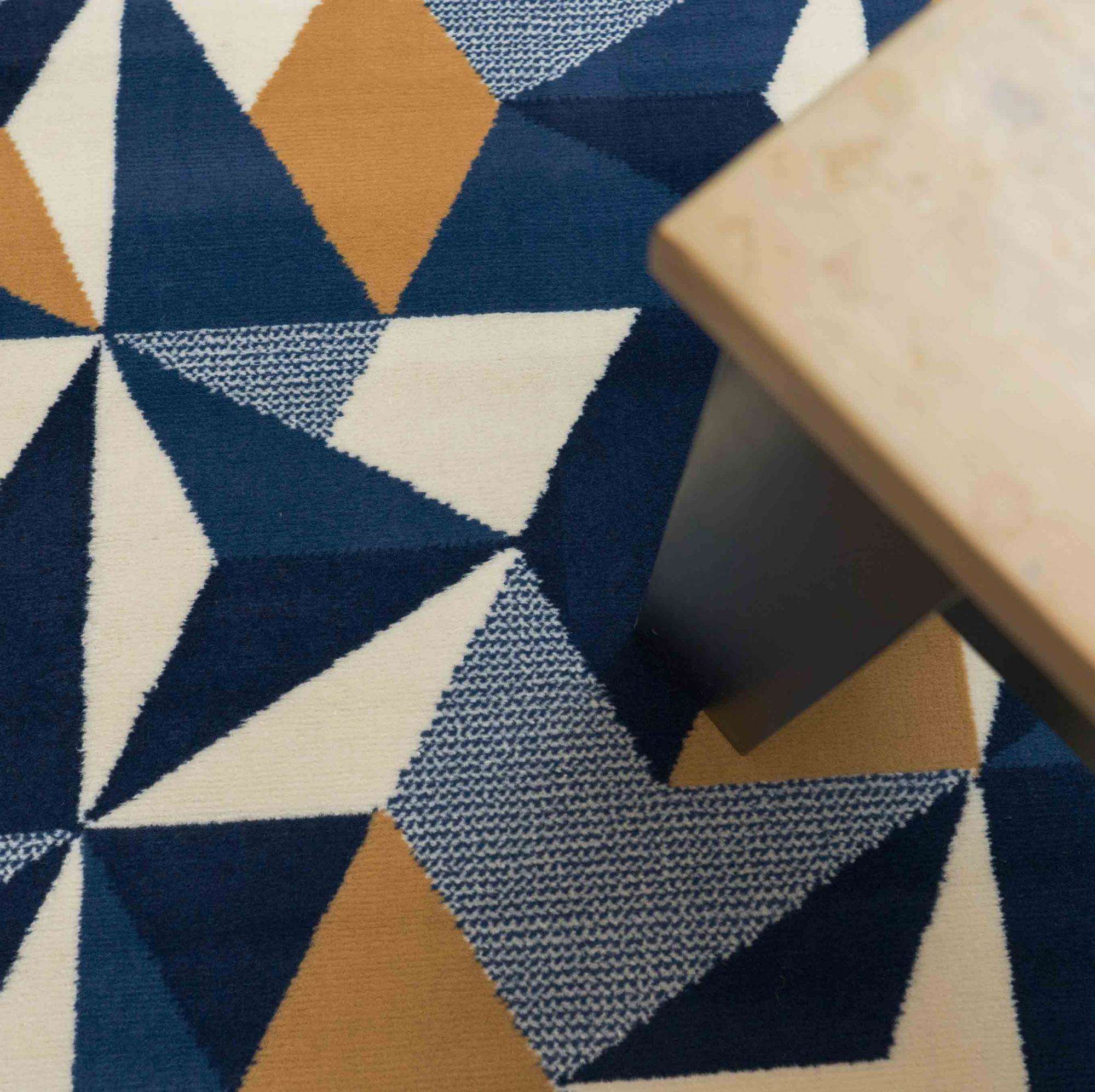 Blue Grey Modern Geometric Living Room Rugs - Image 6