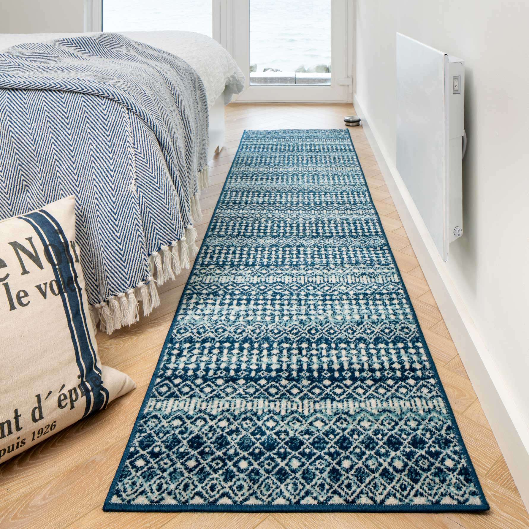 Blue Moroccan Tile Living Room Rug - Image 5