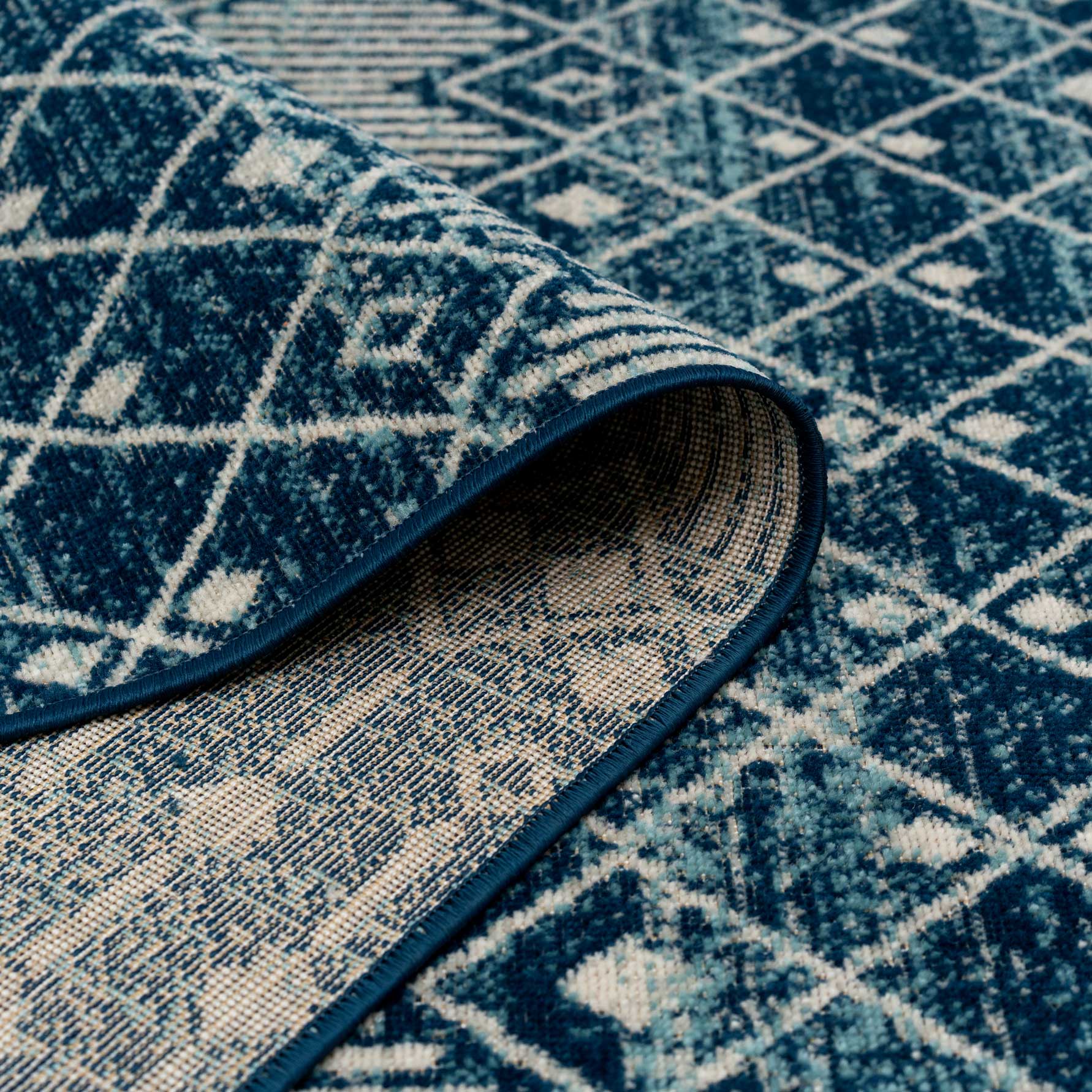Blue Moroccan Tile Living Room Rug - Image 9