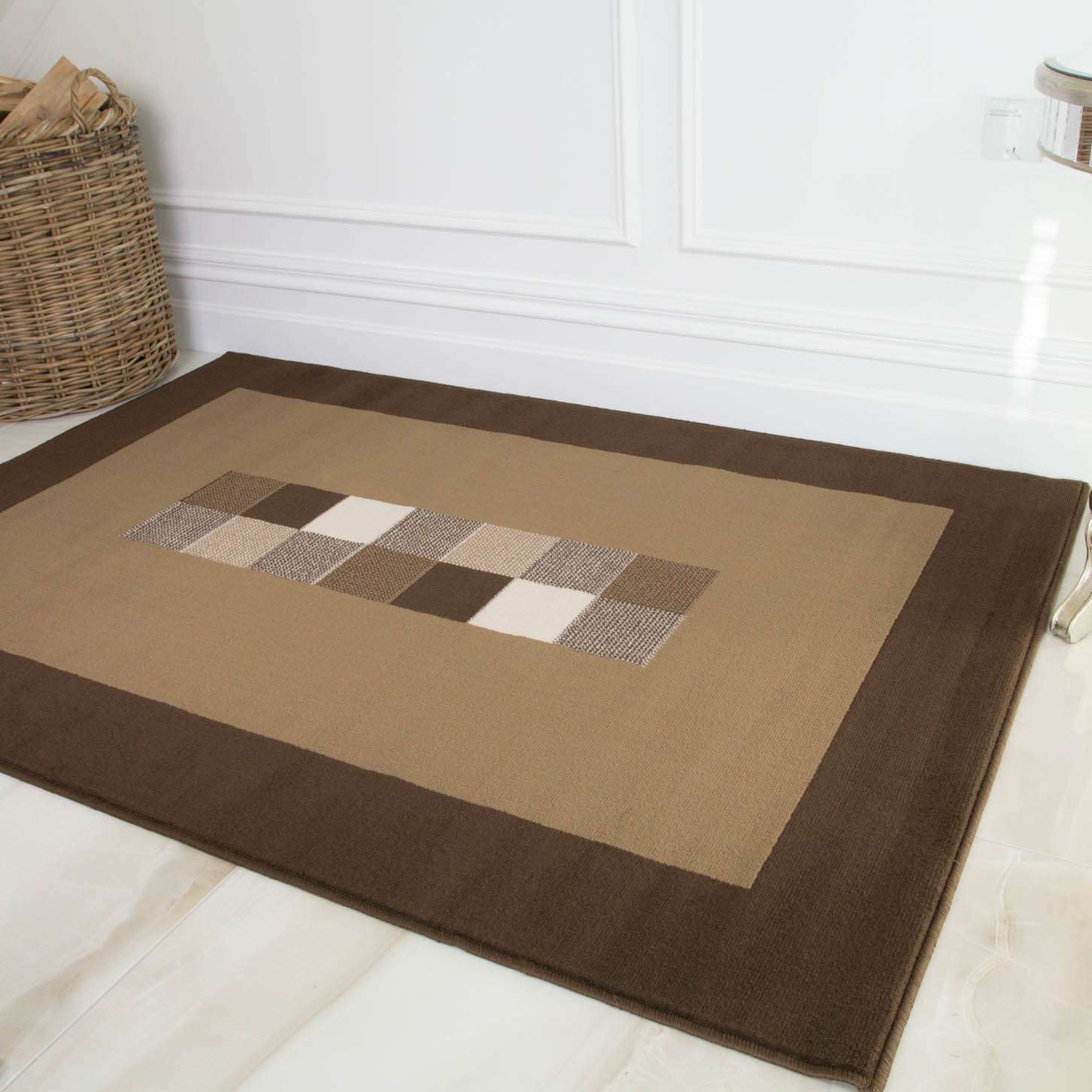 Brown Living Room Geometric Rug - Image 2