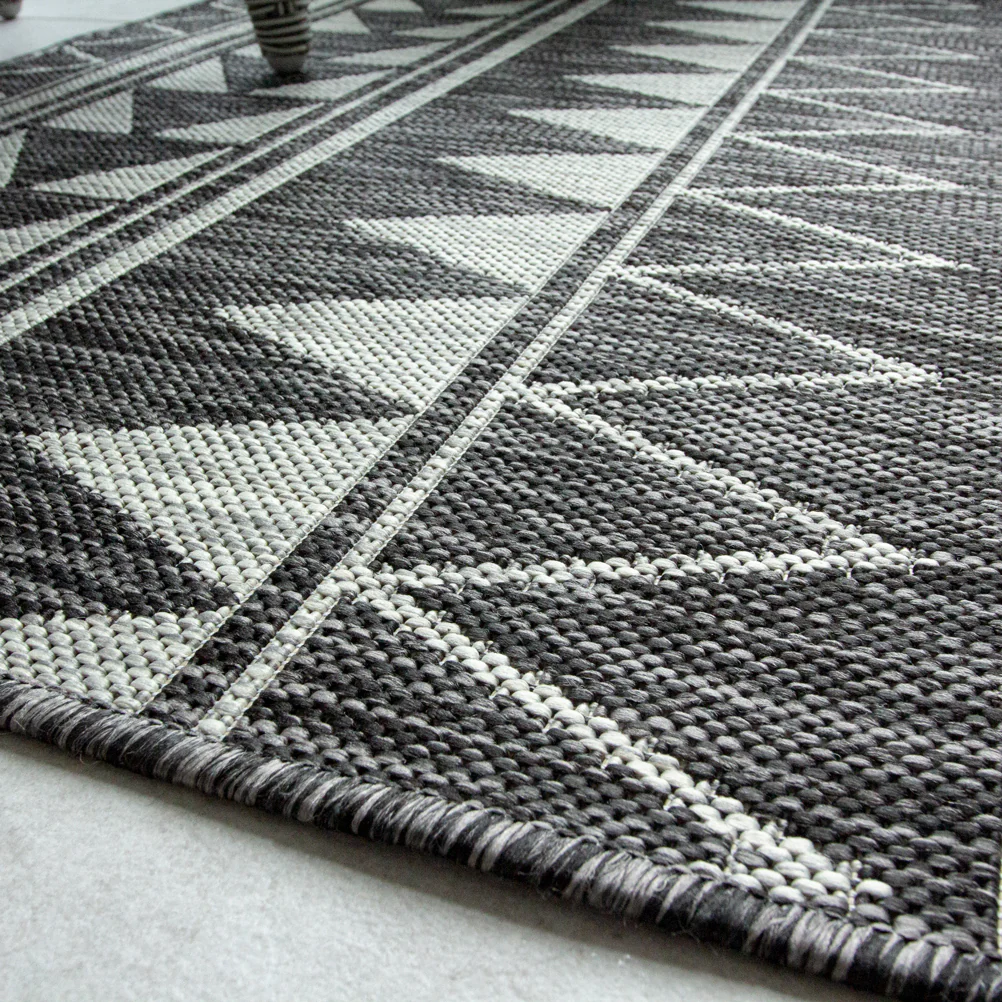Charcoal Tribal Print Indoor Outdoor Rug - Callow - Image 6