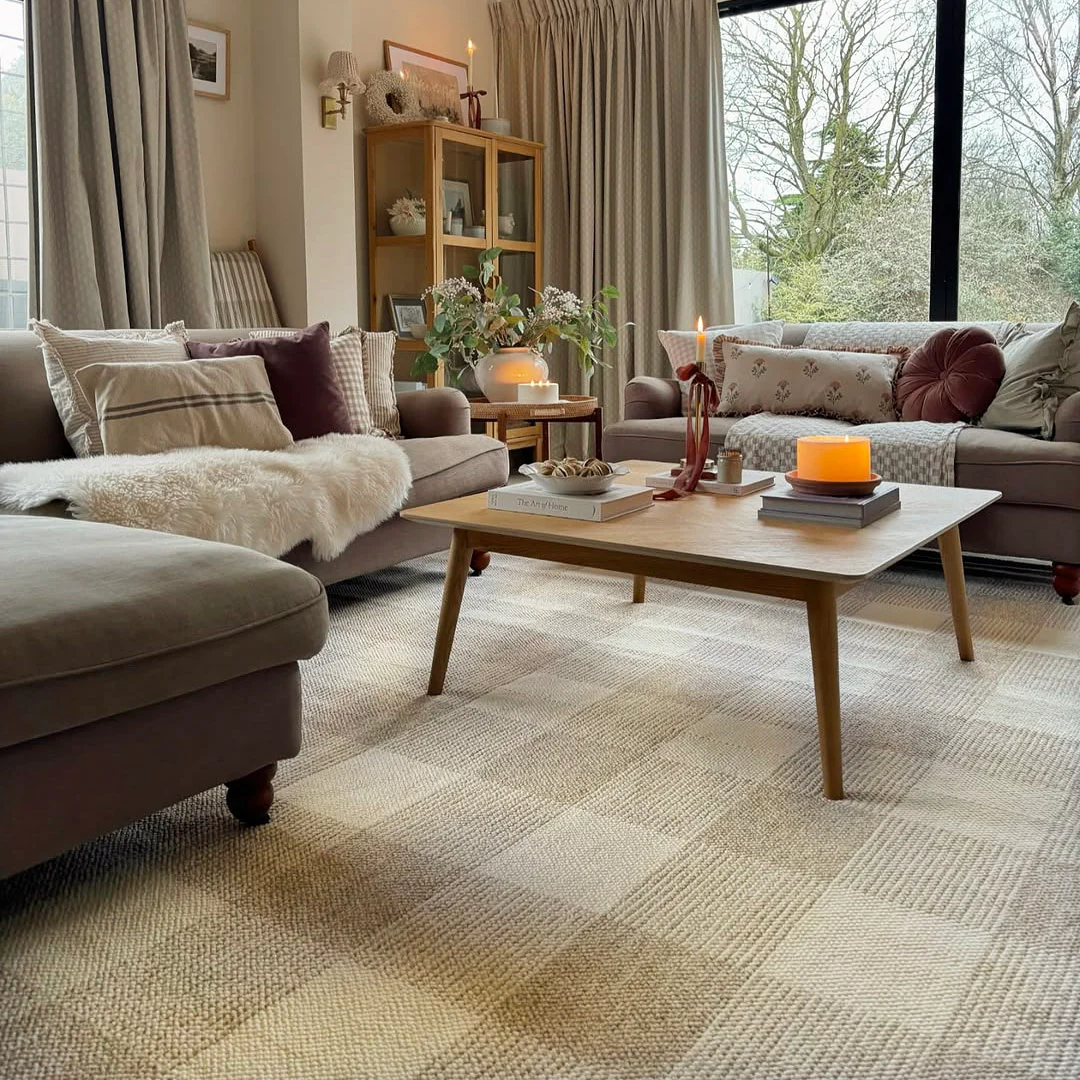 Beige Washable Checker Style Rug - Magda - Image 2
