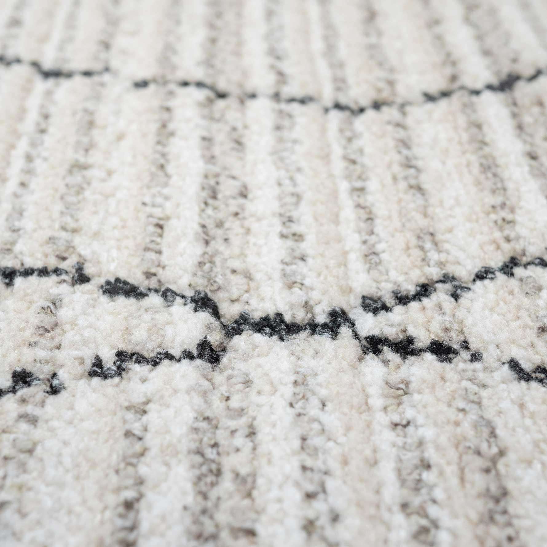 Cosy Soft Abstract Lined Beige Moroccan Berber Runner Rug - Image 5