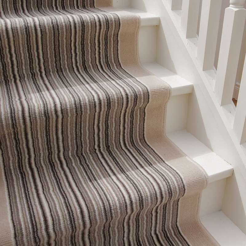 Cream Beige Stripey Stair Carpet Runner - Cut to Measure - Image 4