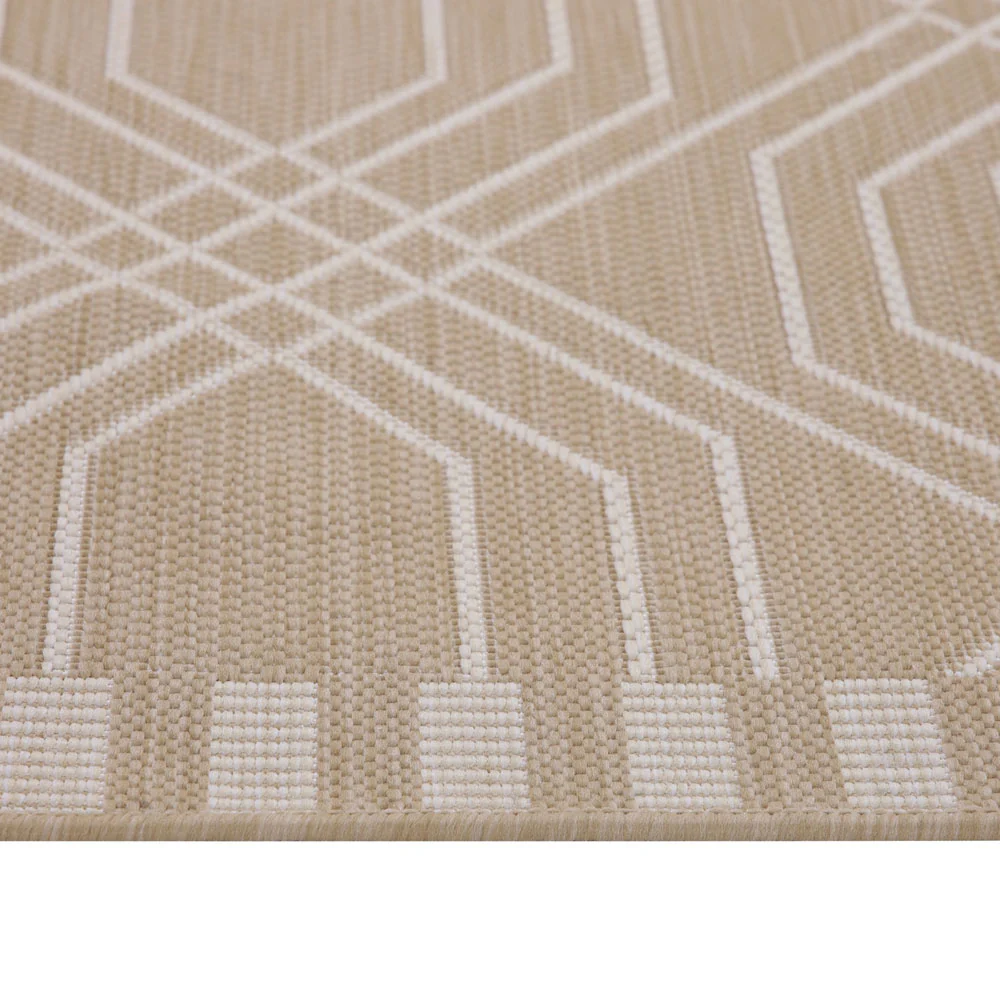 Cream Modern Geometric Outdoor Rug - Basata - Image 11