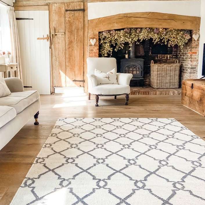 Cream Trellis Natural Jute Area Rug - Trellis - Image 2