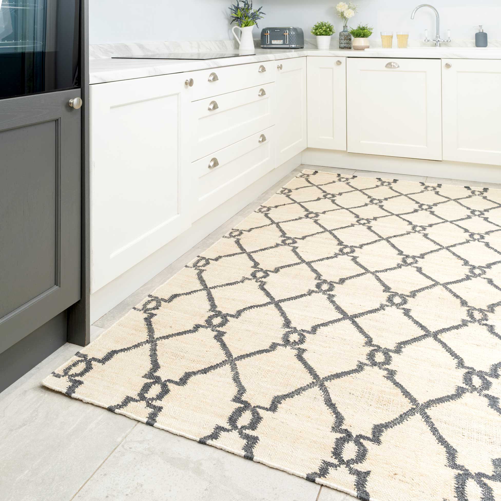 Cream Trellis Natural Jute Area Rug - Trellis - Image 9