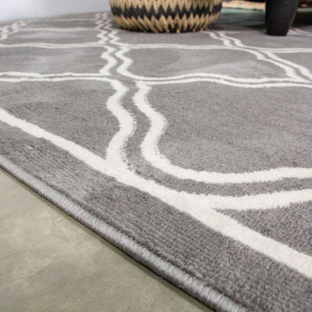 Dark Grey Trellis Living Room Rug - Image 5