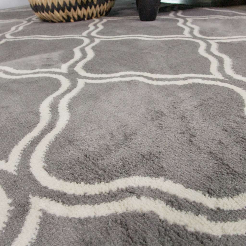 Dark Grey Trellis Living Room Rug - Image 6