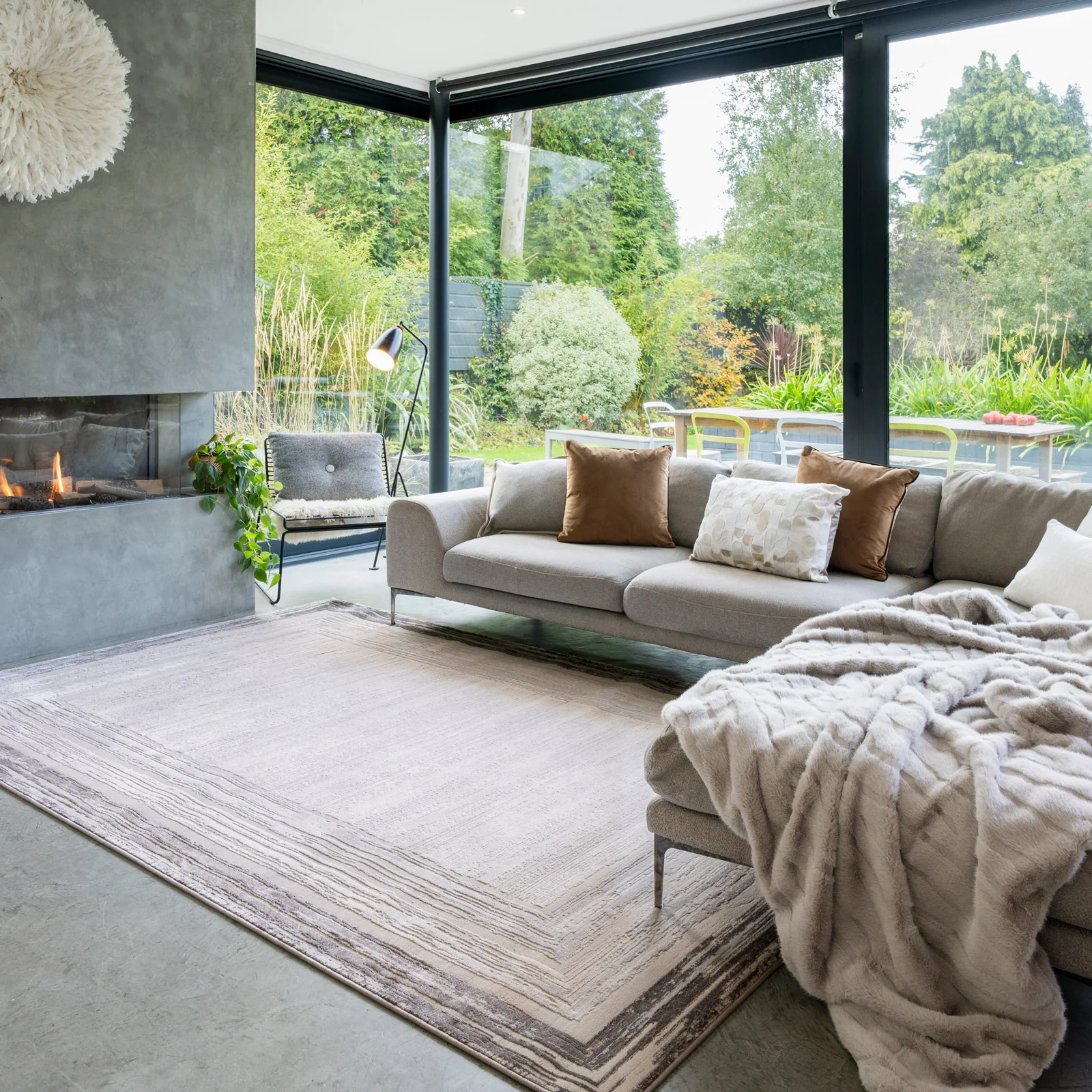 Distressed Greige Bordered Rug - Libby - Image 3