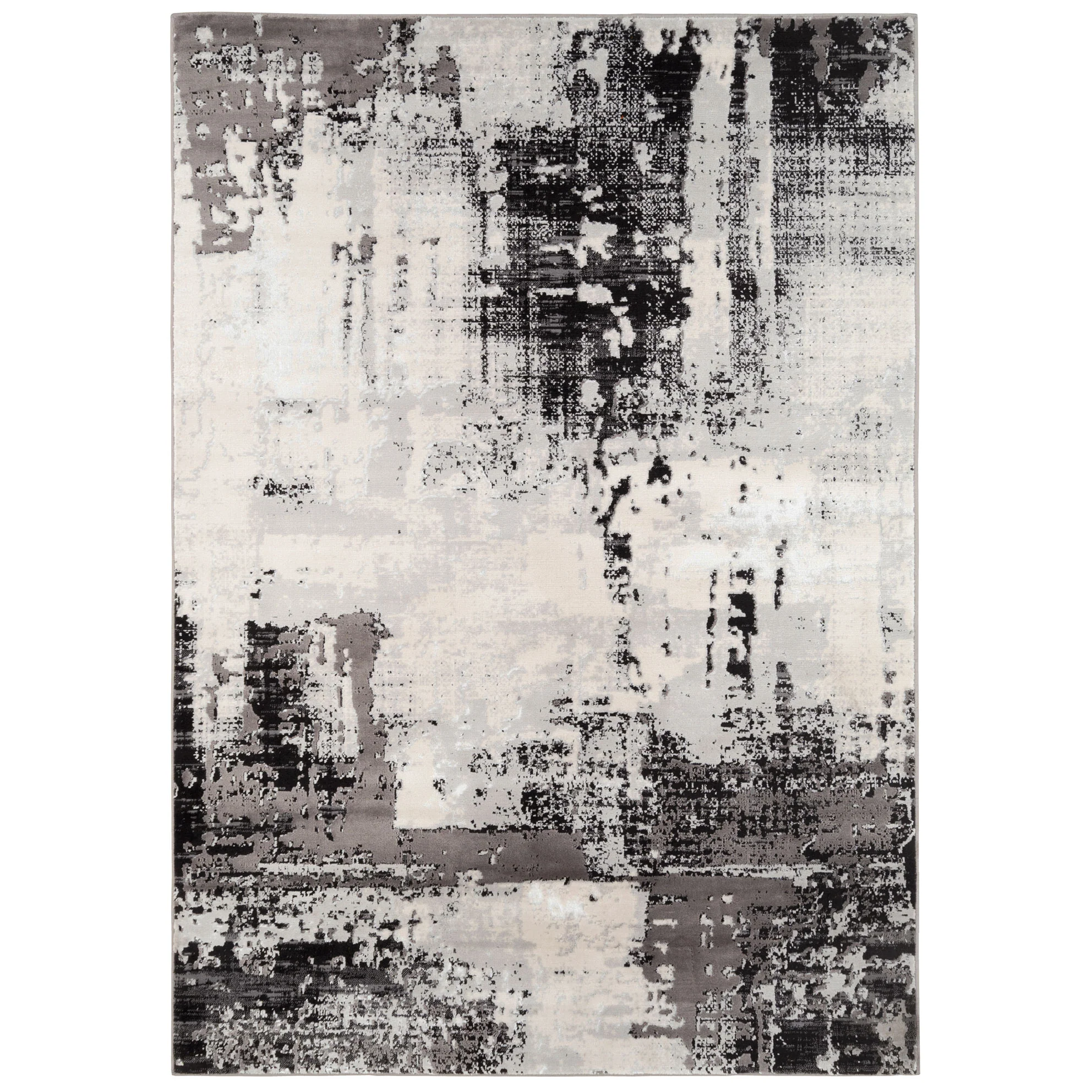 Distressed Abstract Grey Black Area Rug - Grace