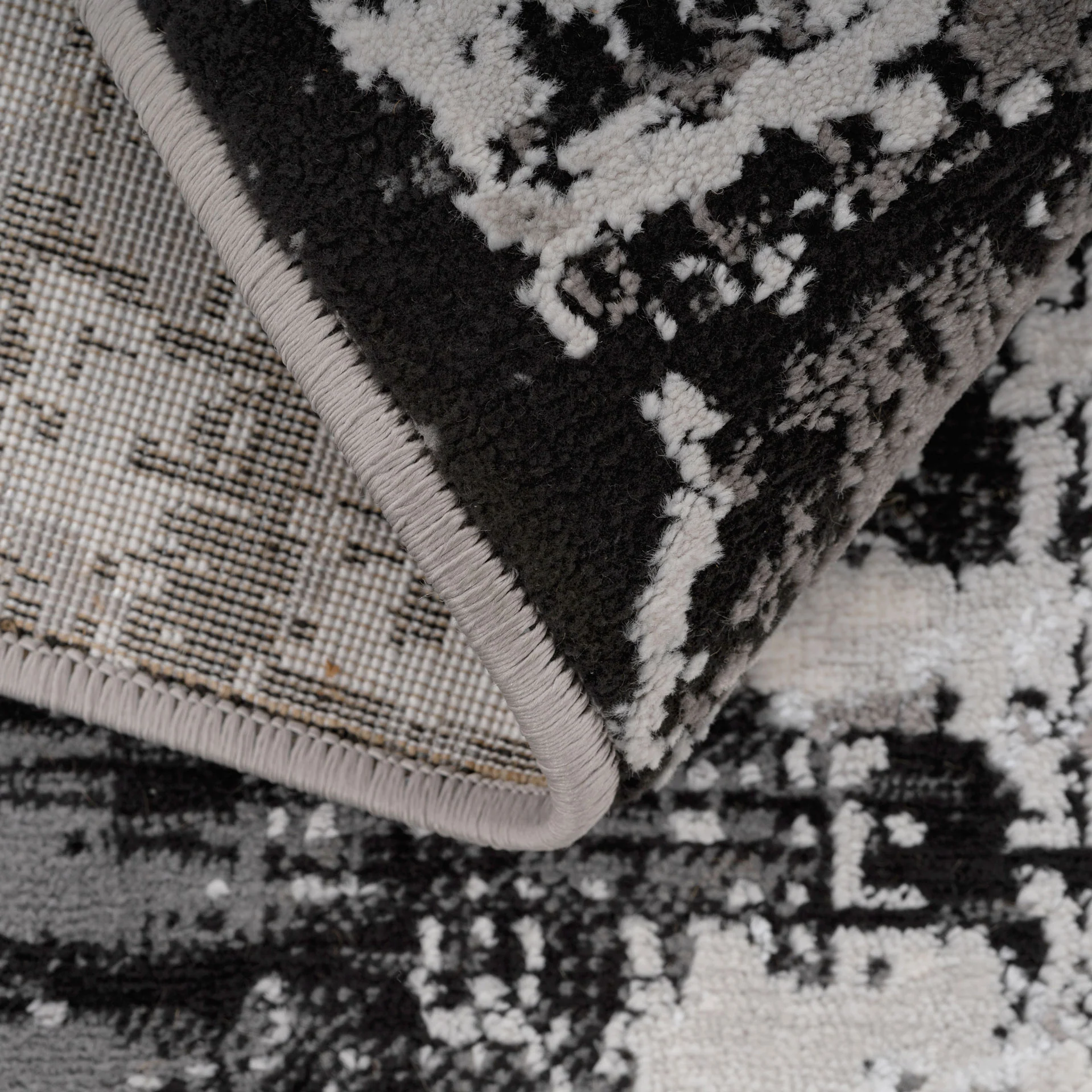 Distressed Abstract Grey Black Runner Rug - Image 6