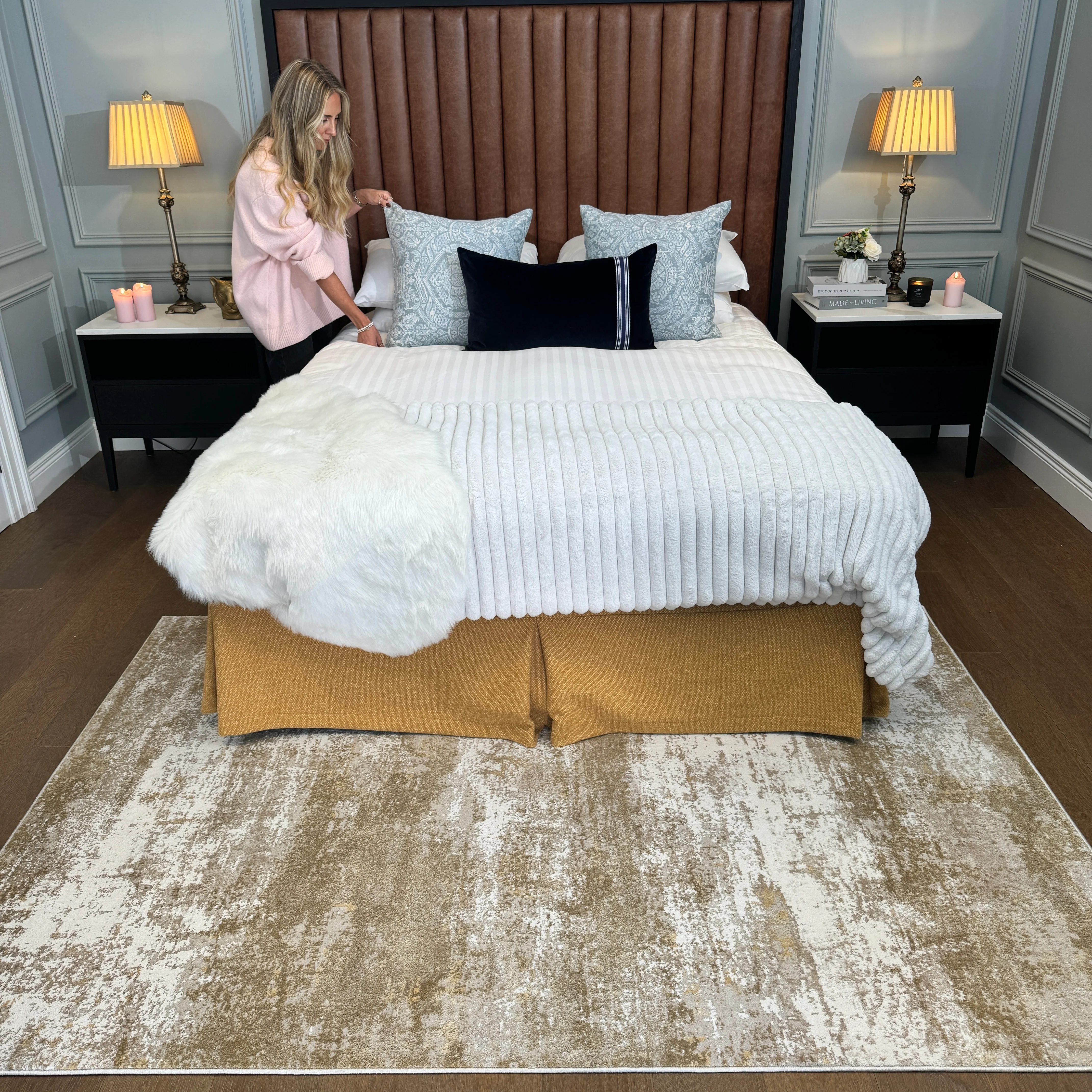 Distressed Beige Living Room Area Rug - Monroe - Image 2