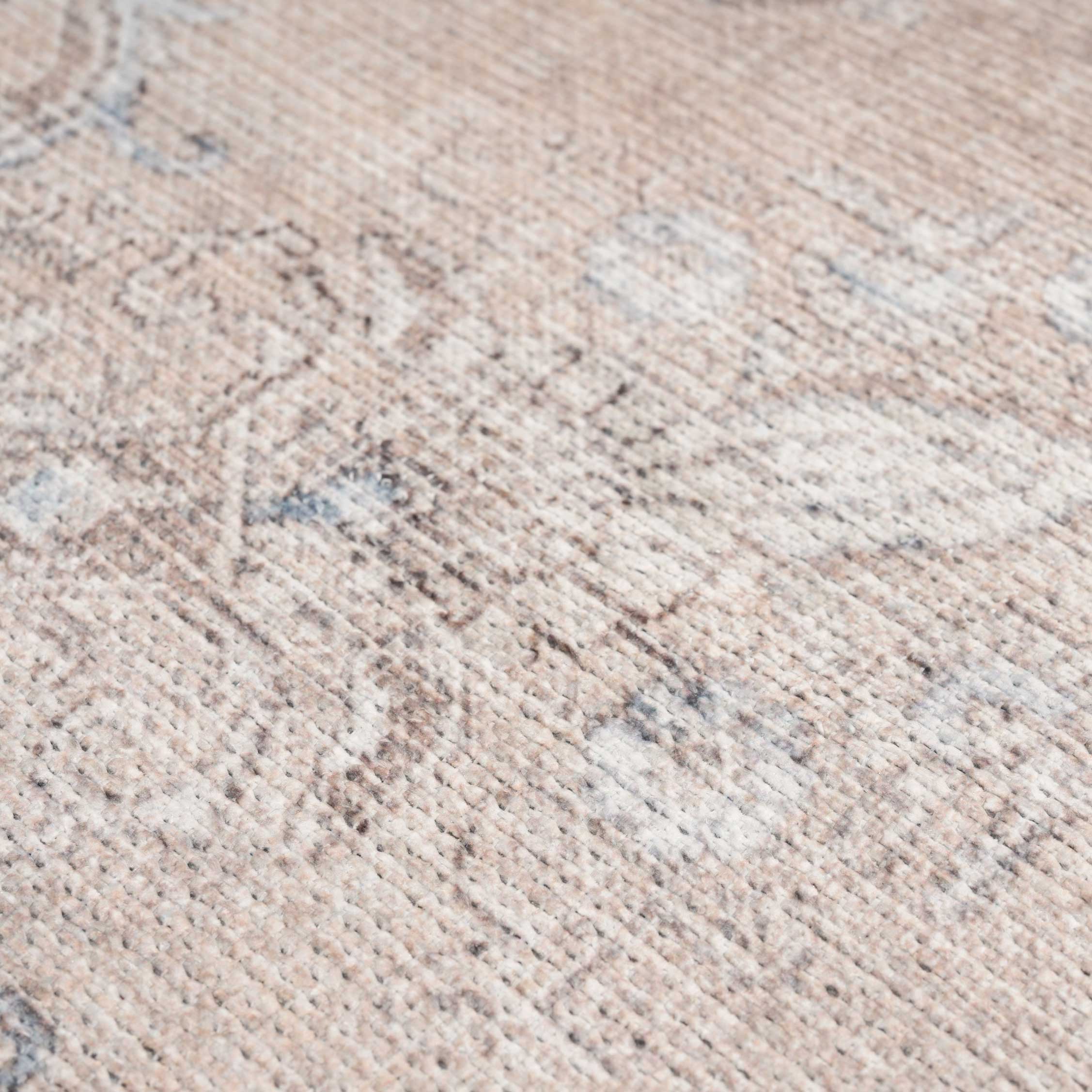 Flatwoven Washable Distressed Beige Runner - Zoe - Image 5