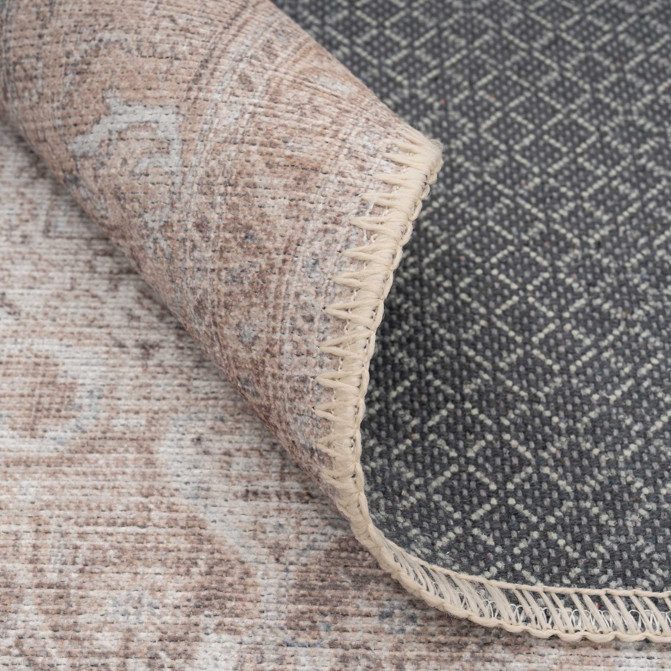 Flatwoven Washable Distressed Beige Runner - Zoe - Image 7