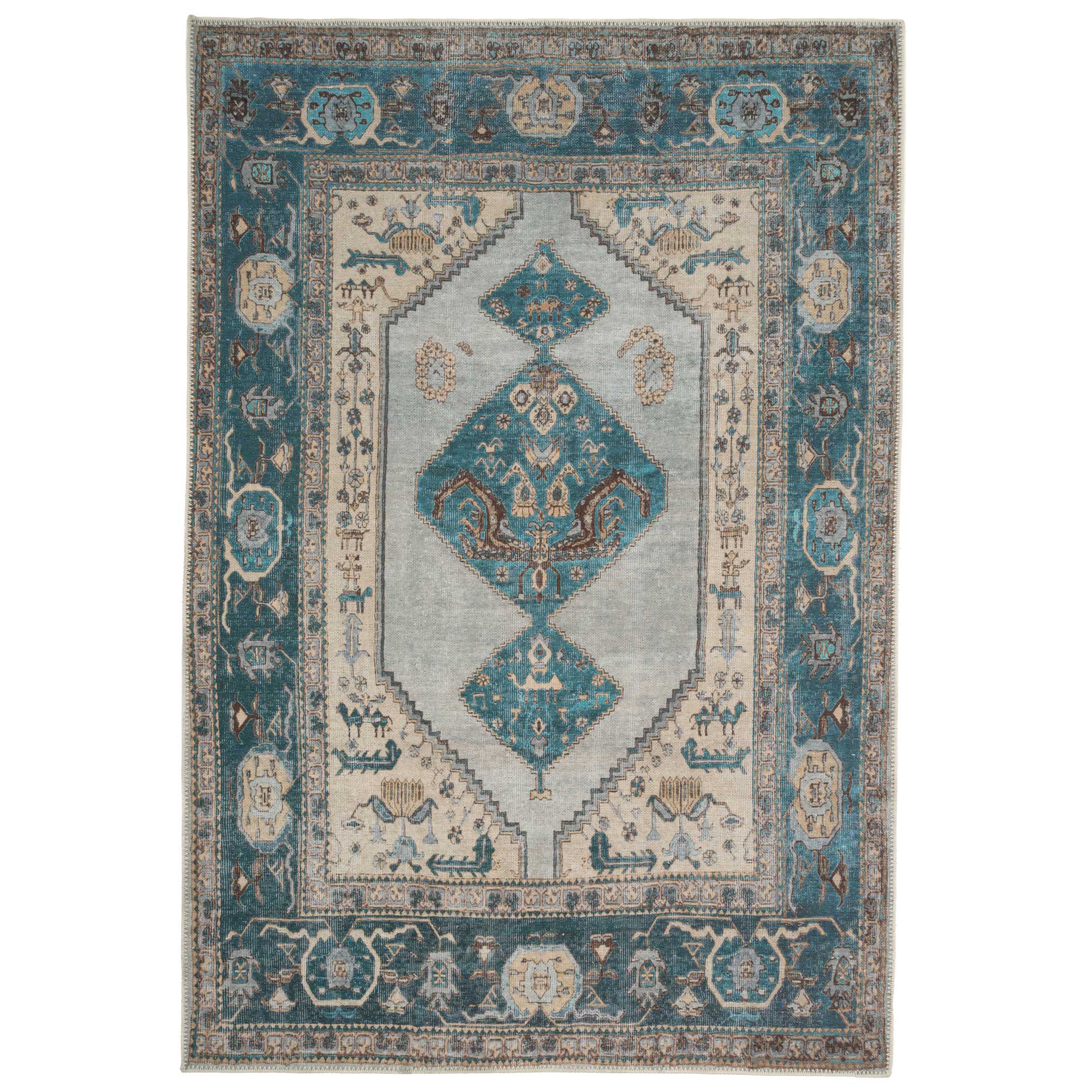 Distressed Bordered Washable Rug - Image 6