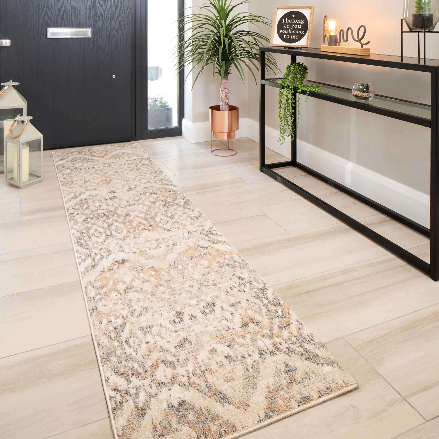 Distressed Grey Gold Diamond Area Rug - Boyce - Image 3