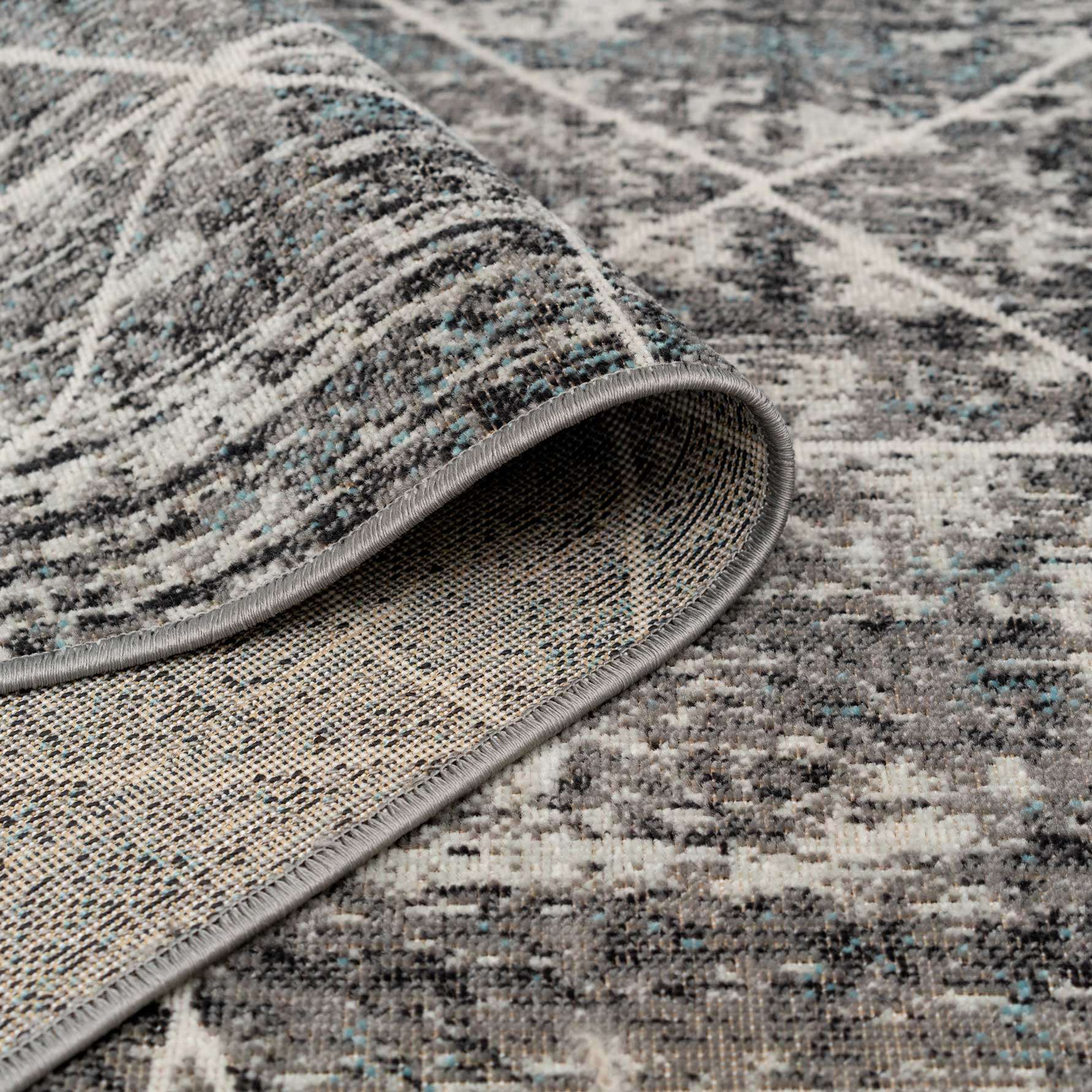 Distressed Grey Trellis Area Rug - Image 5