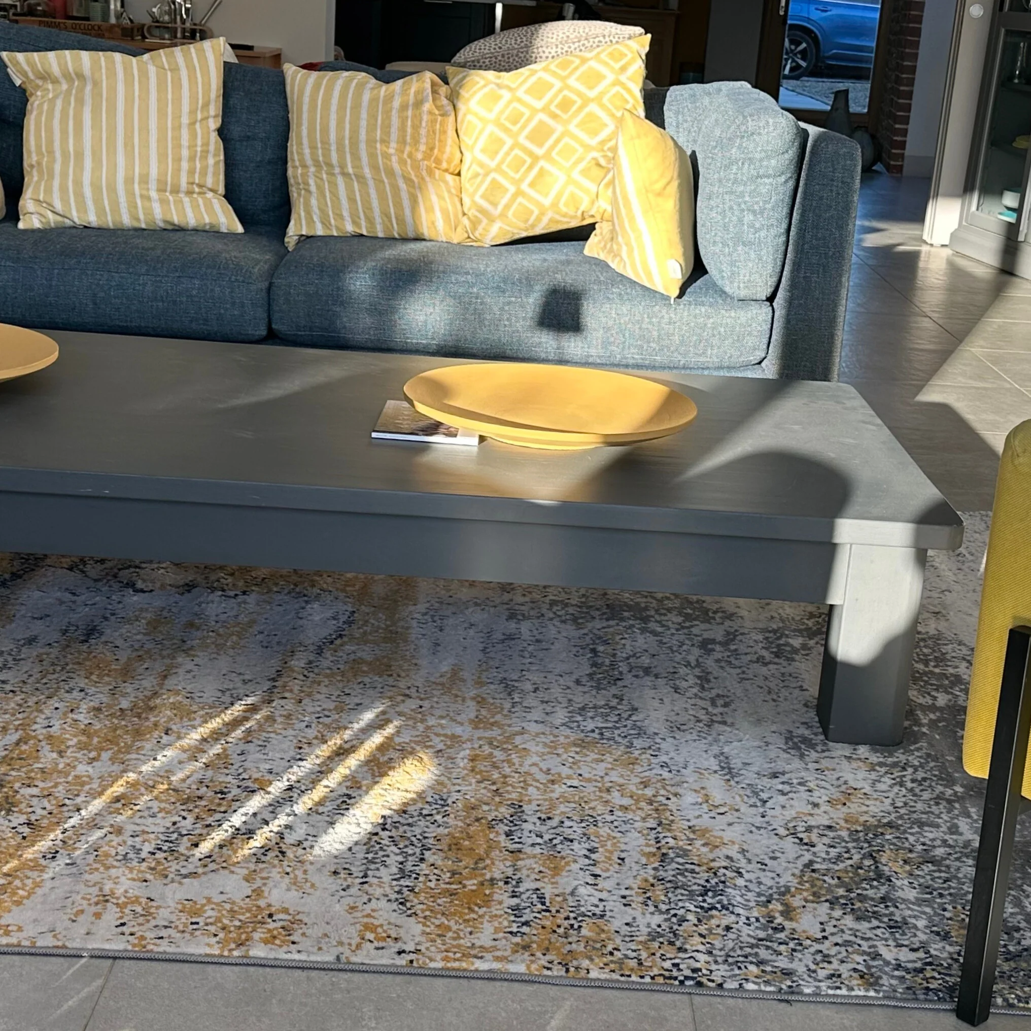Distressed Ochre Yellow Pastel Soft Living Room Rug - Image 5
