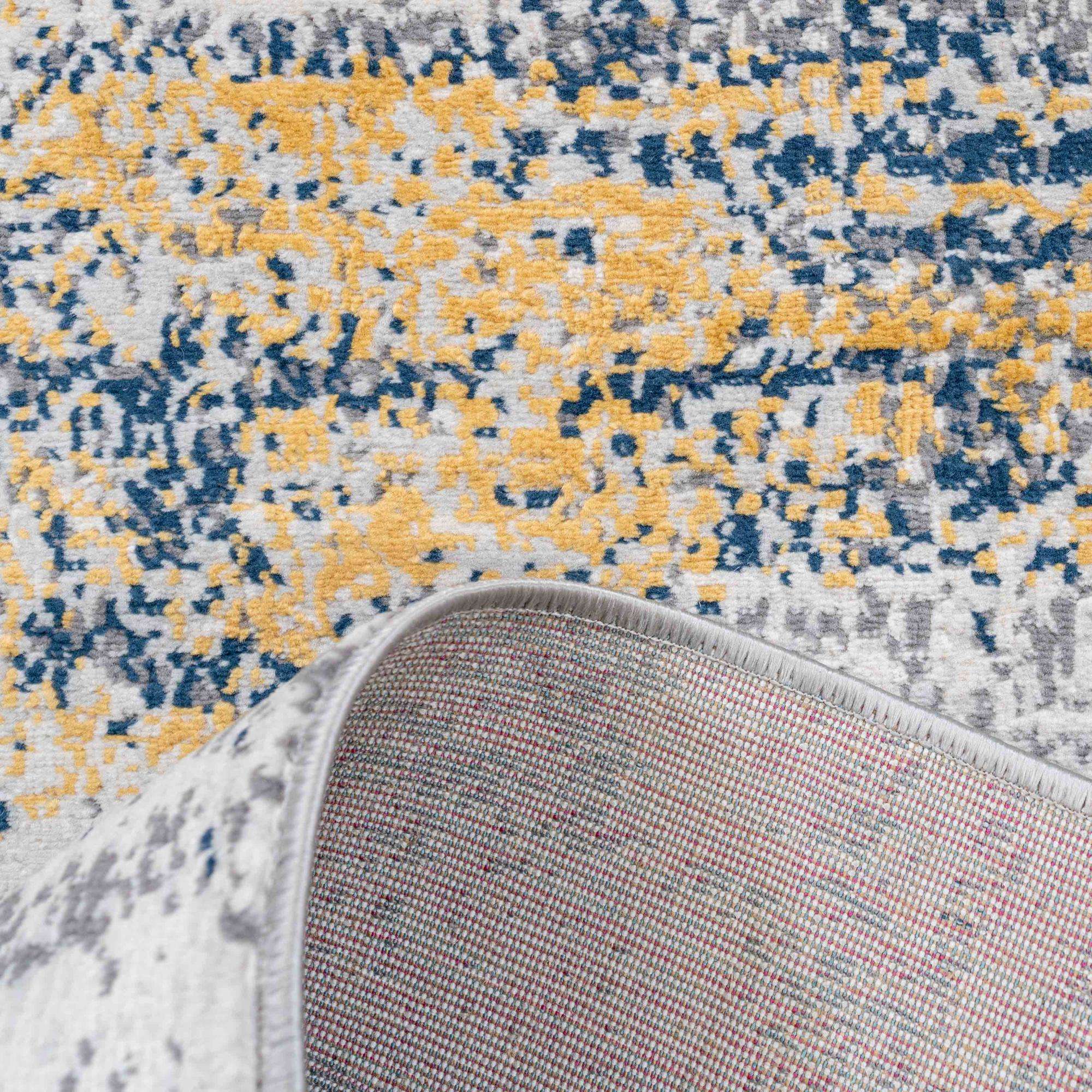 Distressed Ochre Yellow Pastel Soft Living Room Rug - Image 7