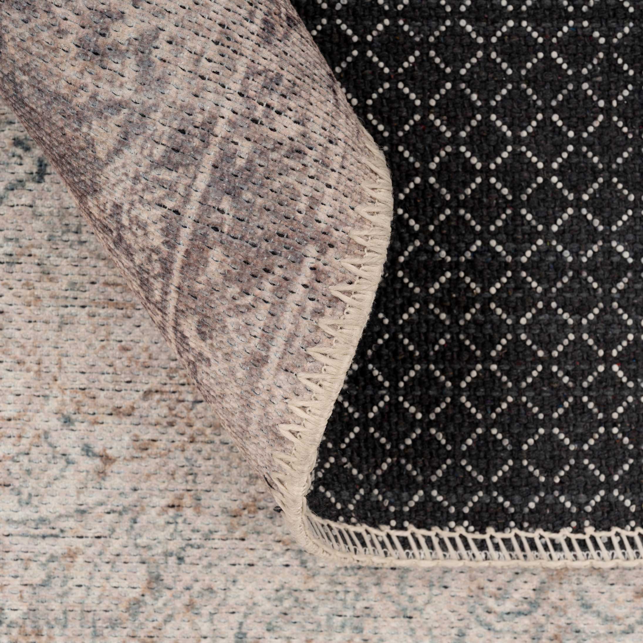Flatwoven Washable Distressed Renaissance Grey Beige Rug - Fleur - Image 10