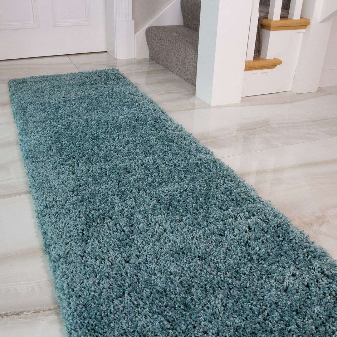 Duck Egg Shaggy Runner Rug - Image 2