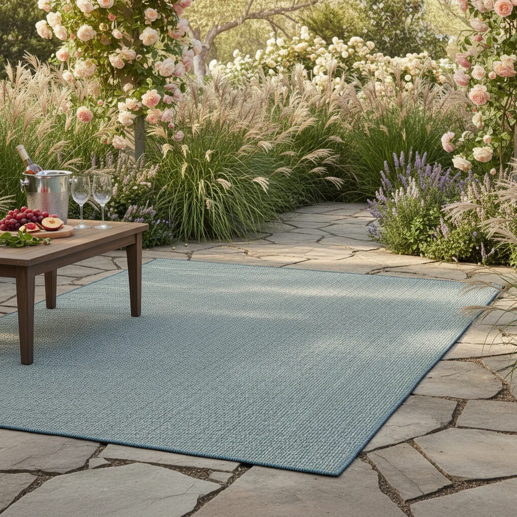 Duck Egg Weatherproof Outdoor Rug - Image 2