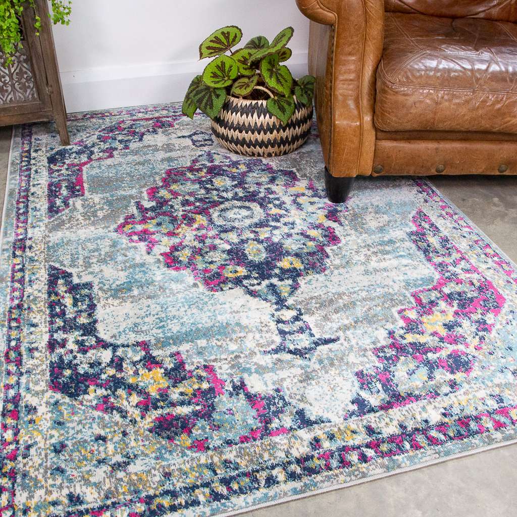 Faded Distressed Colourful Oriental Pattern Runner Rug - Image 5