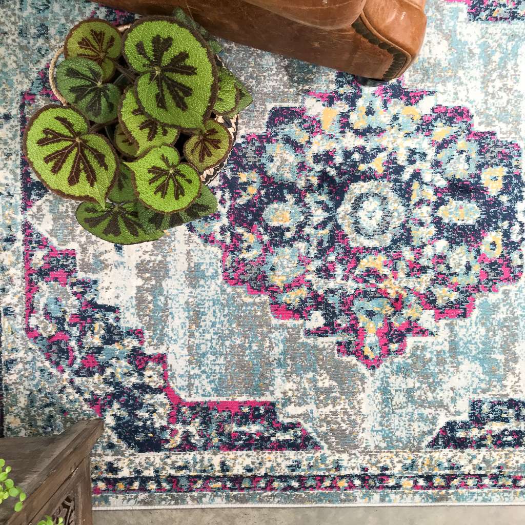 Faded Distressed Colourful Oriental Pattern Runner Rug - Image 6