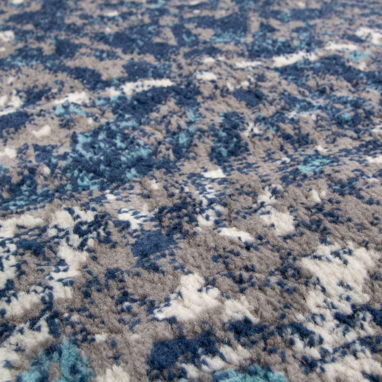 Faded Distressed Navy Oriental Pattern Rug - Image 3
